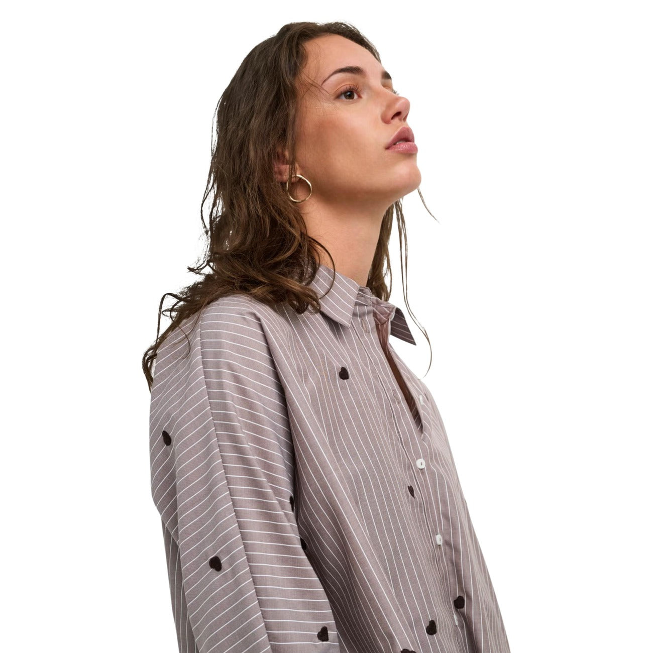 Chemise Only Femme Rayée – Marron
