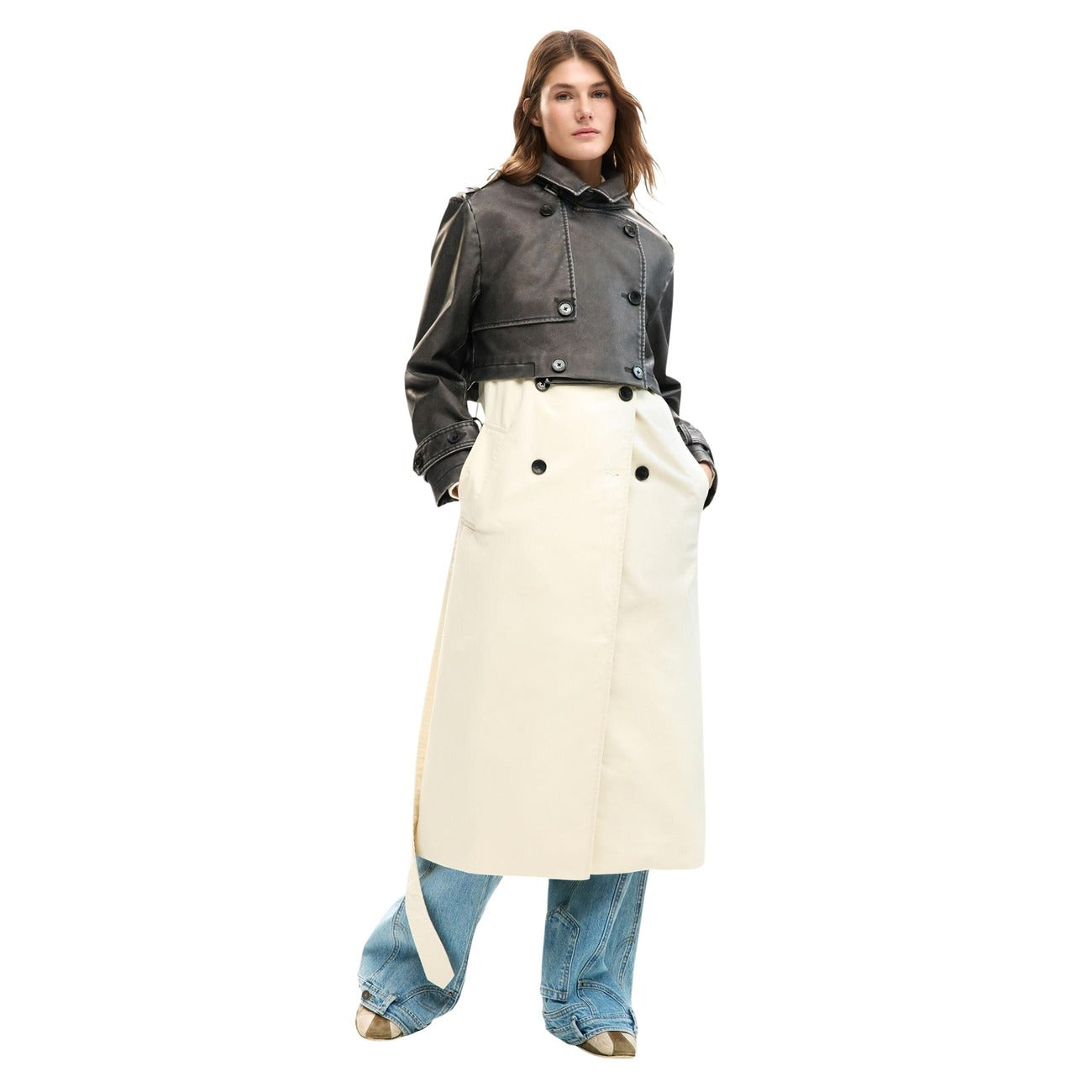 Veste femme Desigual avec ceinture – Beige