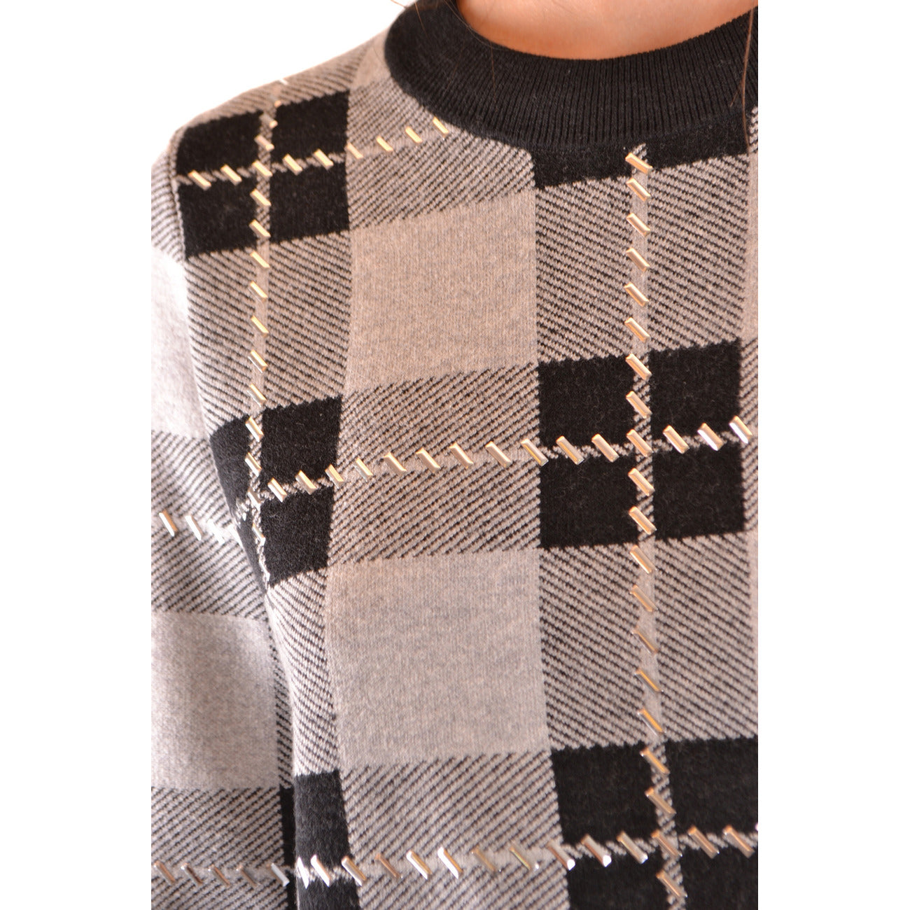 Pull femme Michael Kors à carreaux – Gris