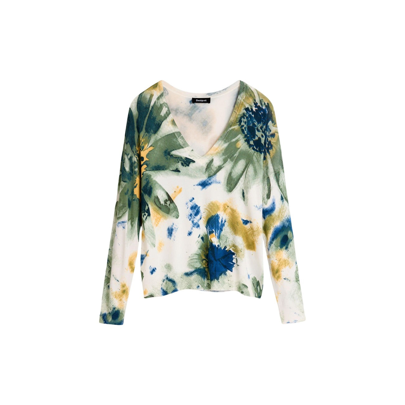 Pull femme Desigual floral en viscose – Blanc