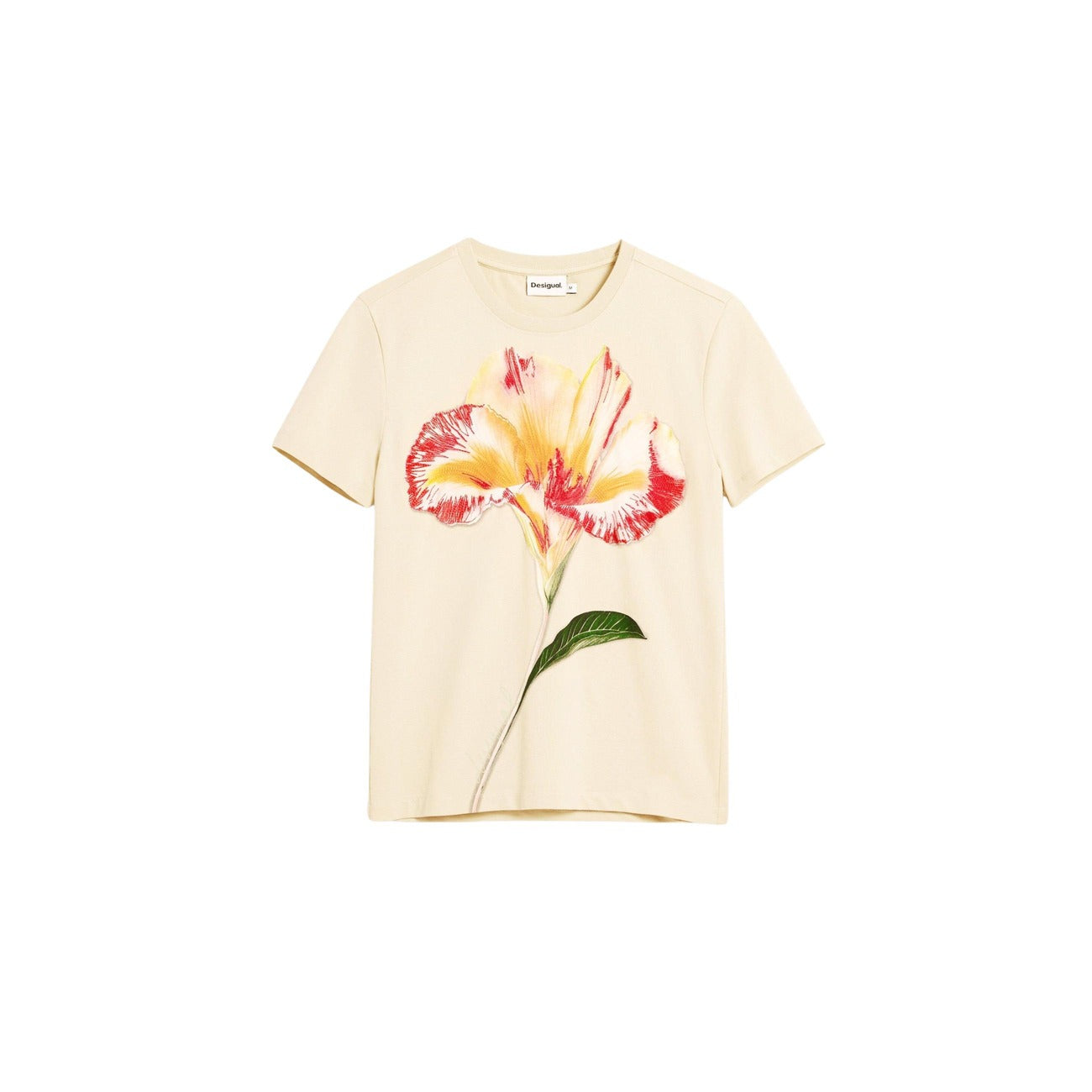 T-shirt Desigual Femme beige floral