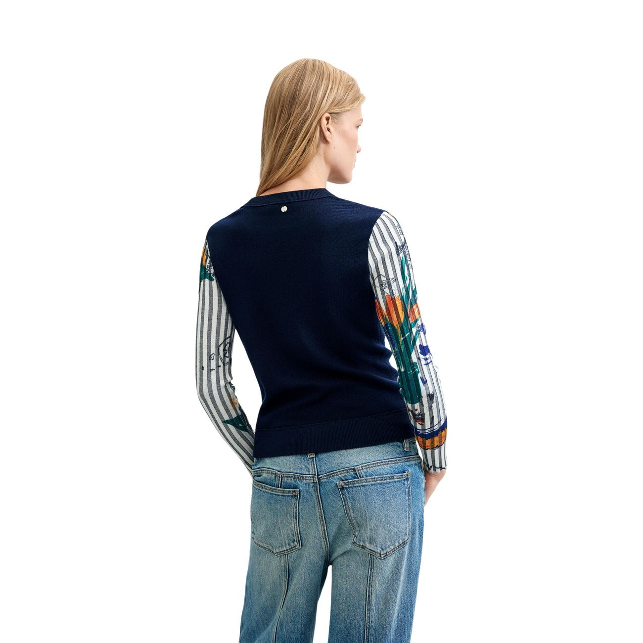 Pull Desigual Femme Floral avec Laine – Bleu
