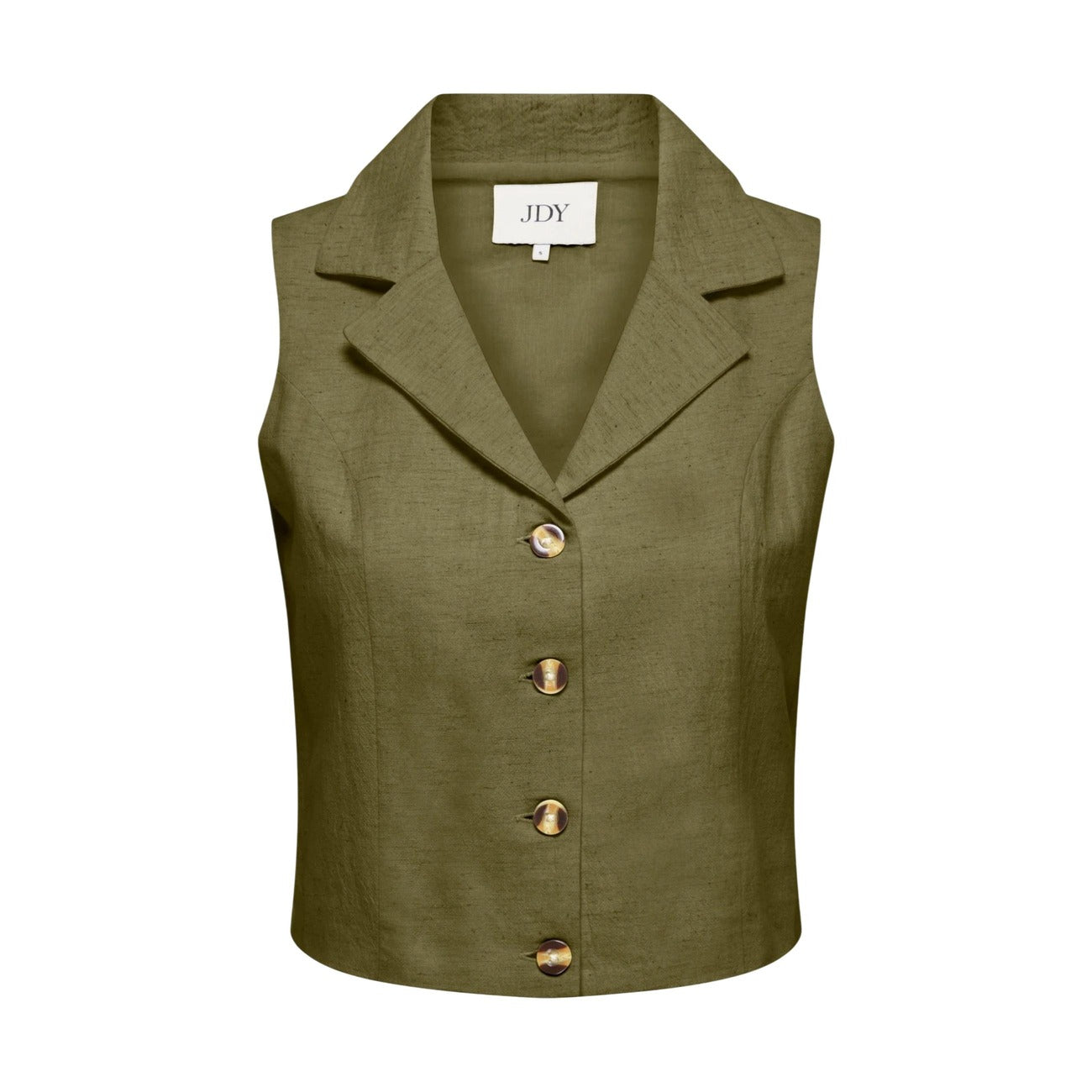Gilet femme Jacqueline De Yong en coton et lin – Vert