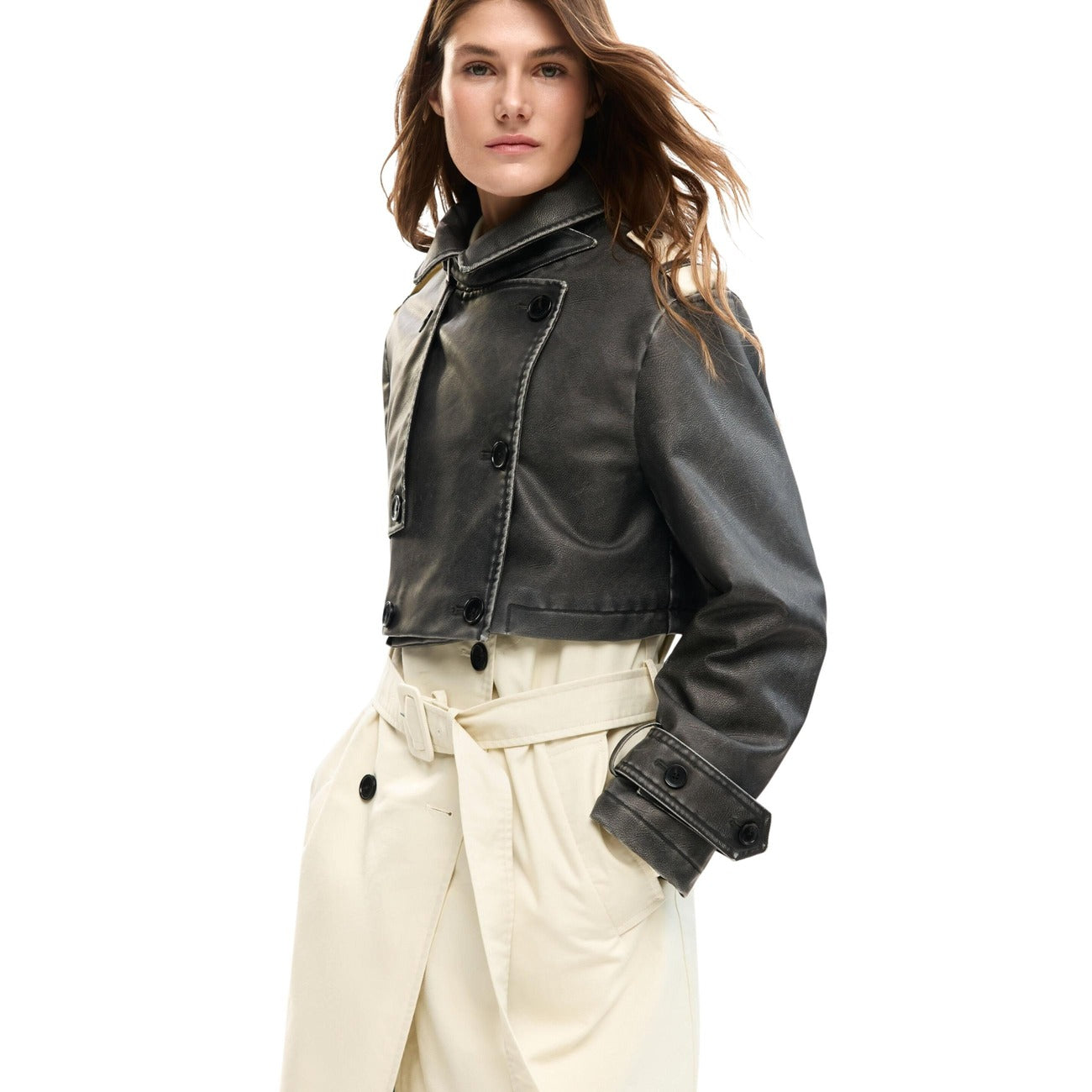 Veste femme Desigual avec ceinture – Beige