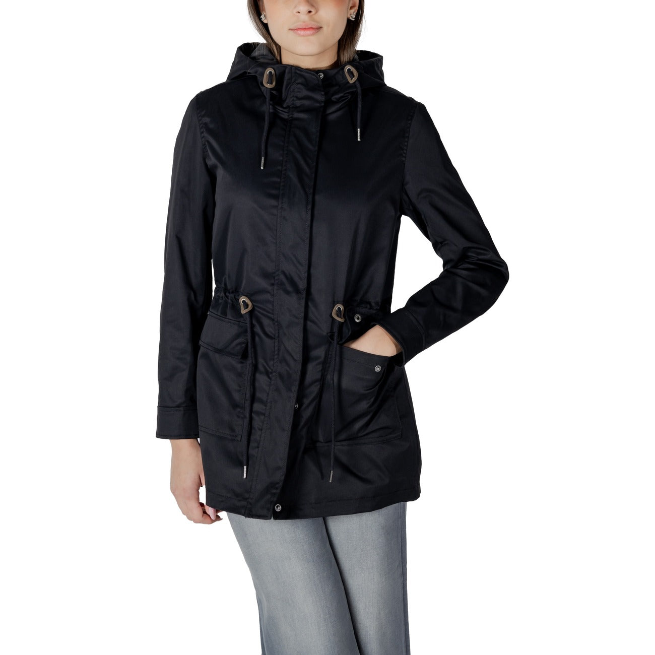 Veste femme Only zippée à boutons-pression – Noir