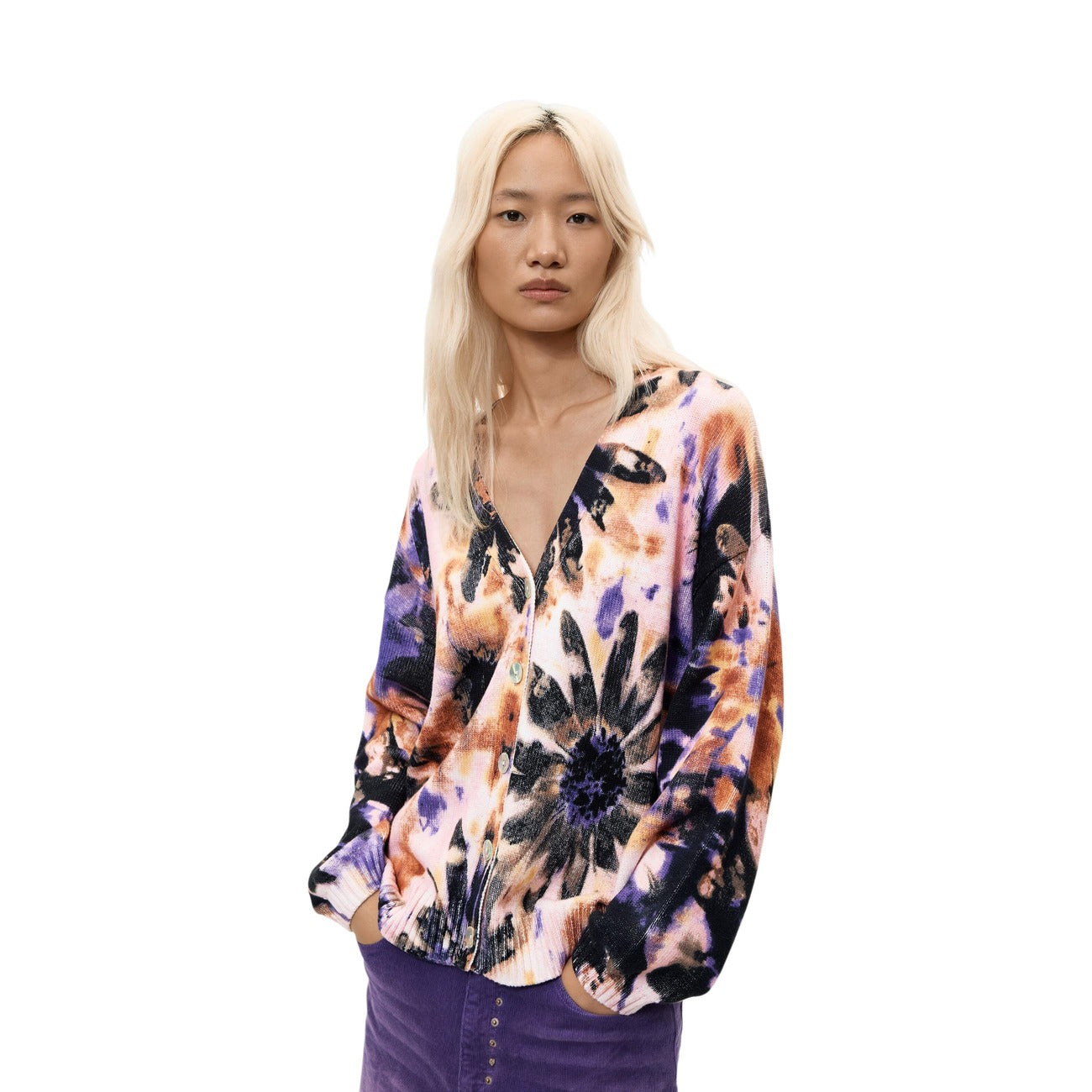 Pull femme Desigual floral en coton – Rose