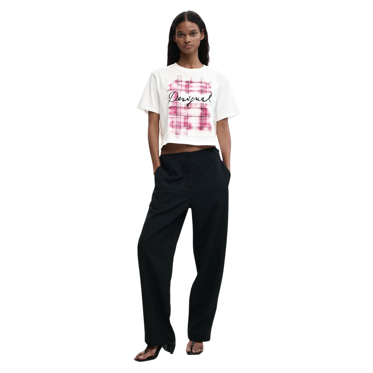 T-shirt Desigual Femme blanc imprimé