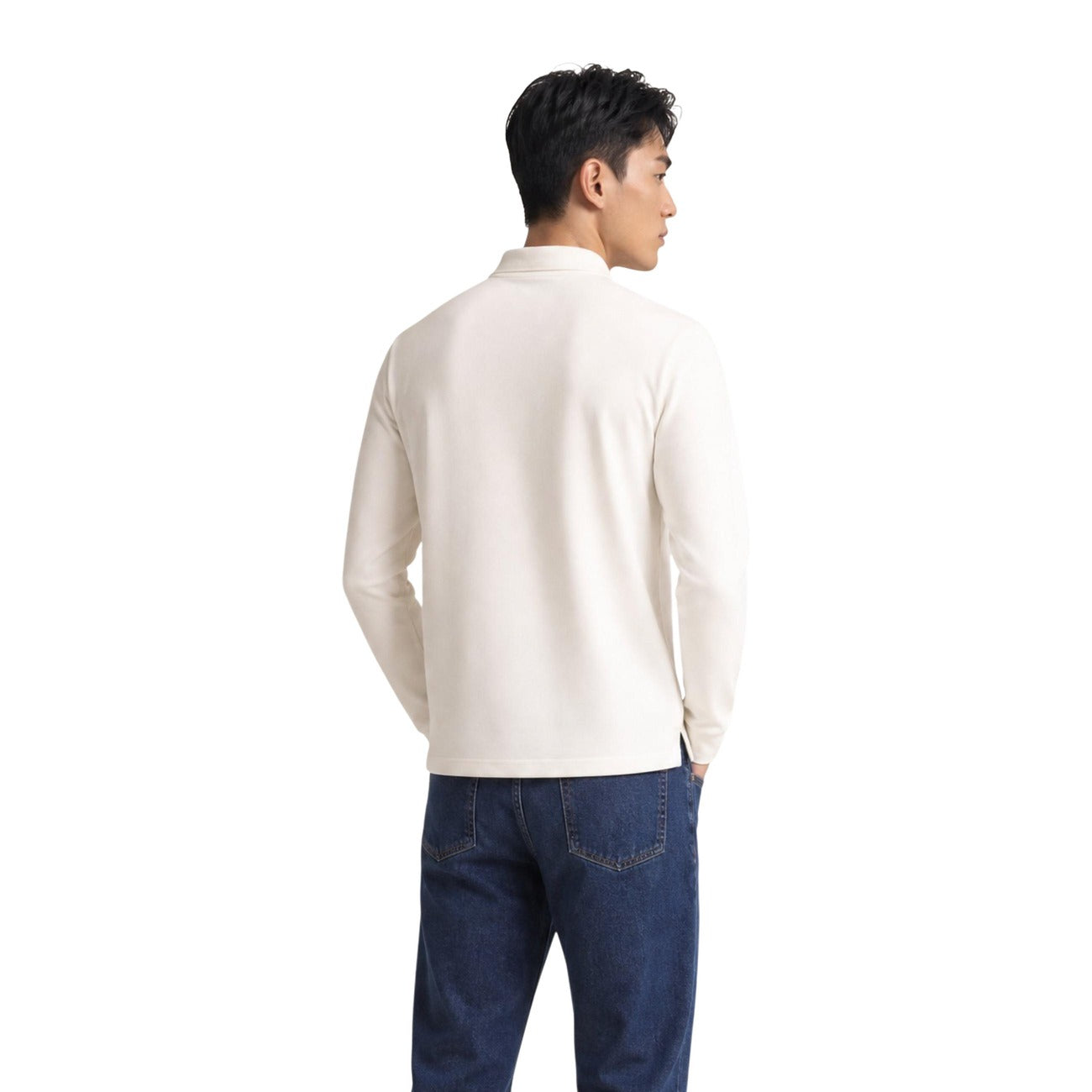 Tommy Hilfiger Jeans Men's White Long-Sleeved Polo Shirt