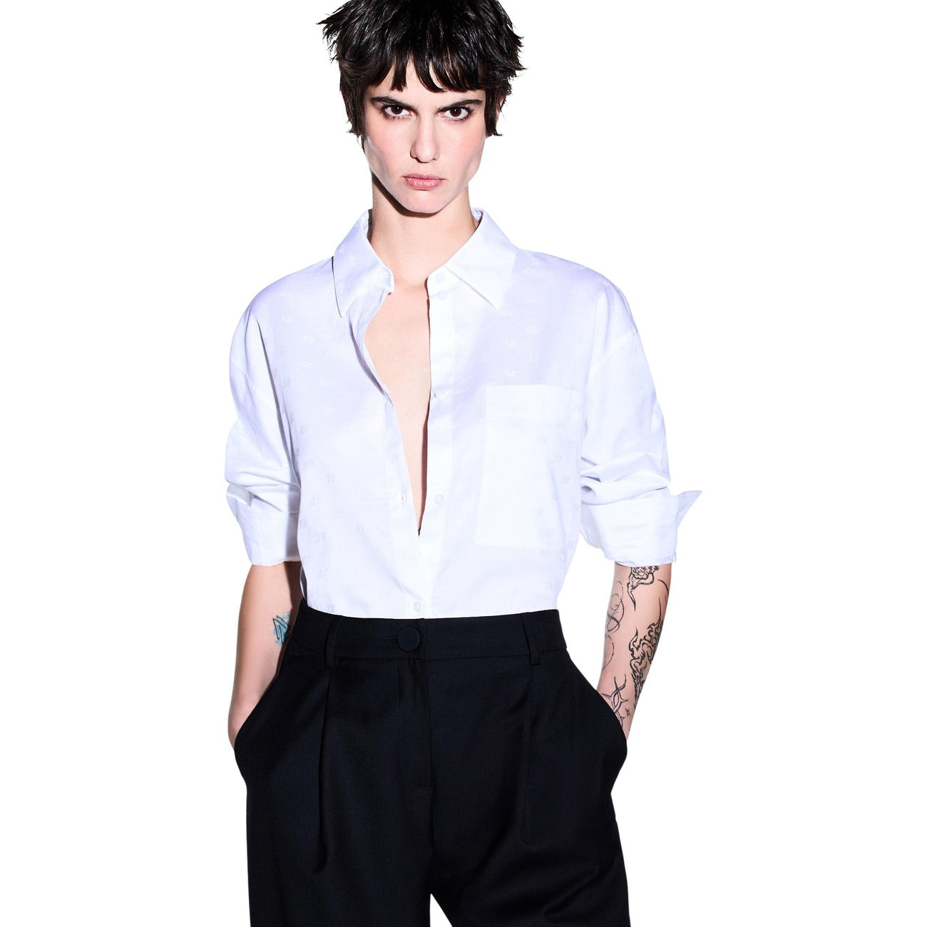 Chemise Armani Exchange Femme 100 % Coton – Blanche
