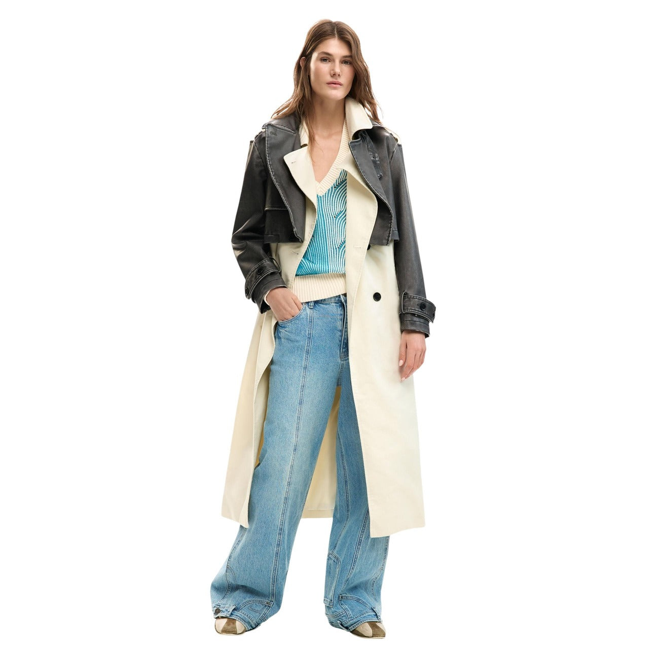 Veste femme Desigual avec ceinture – Beige