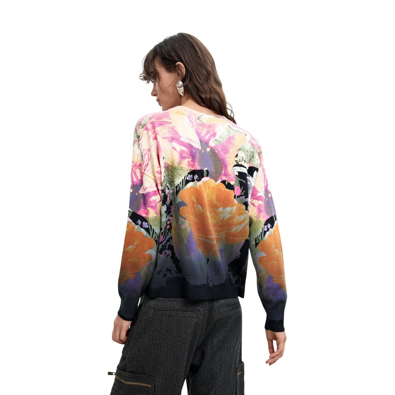 Pull femme Desigual floral avec cachemire – Noir