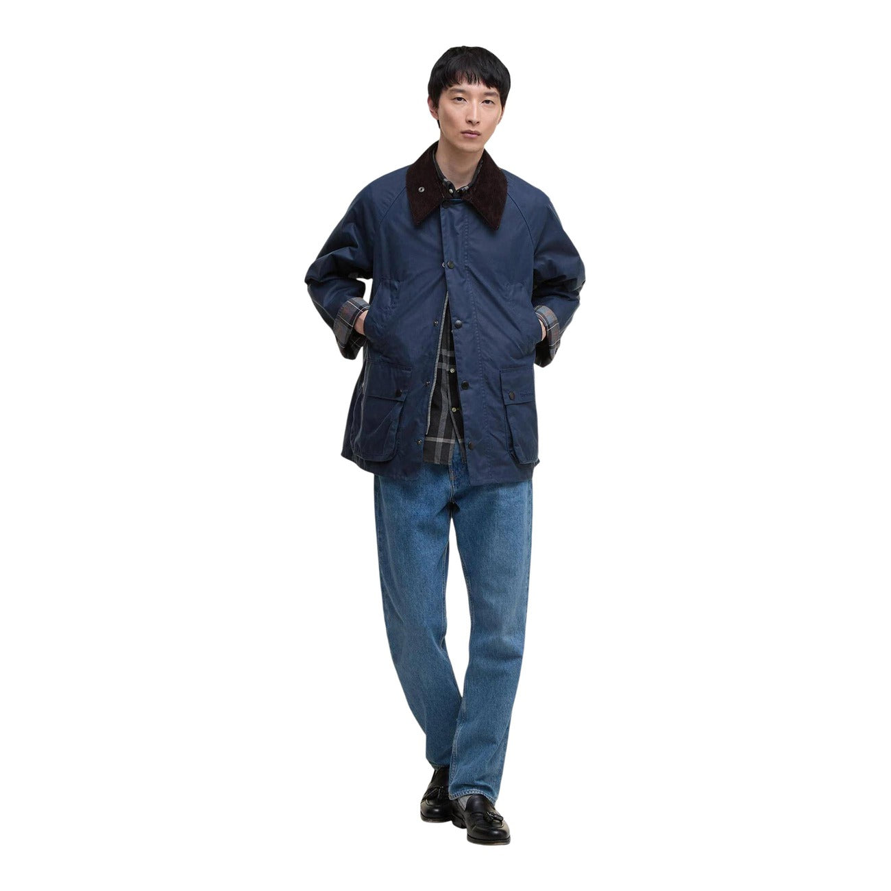 Veste zippée homme Barbour en coton – Bleu