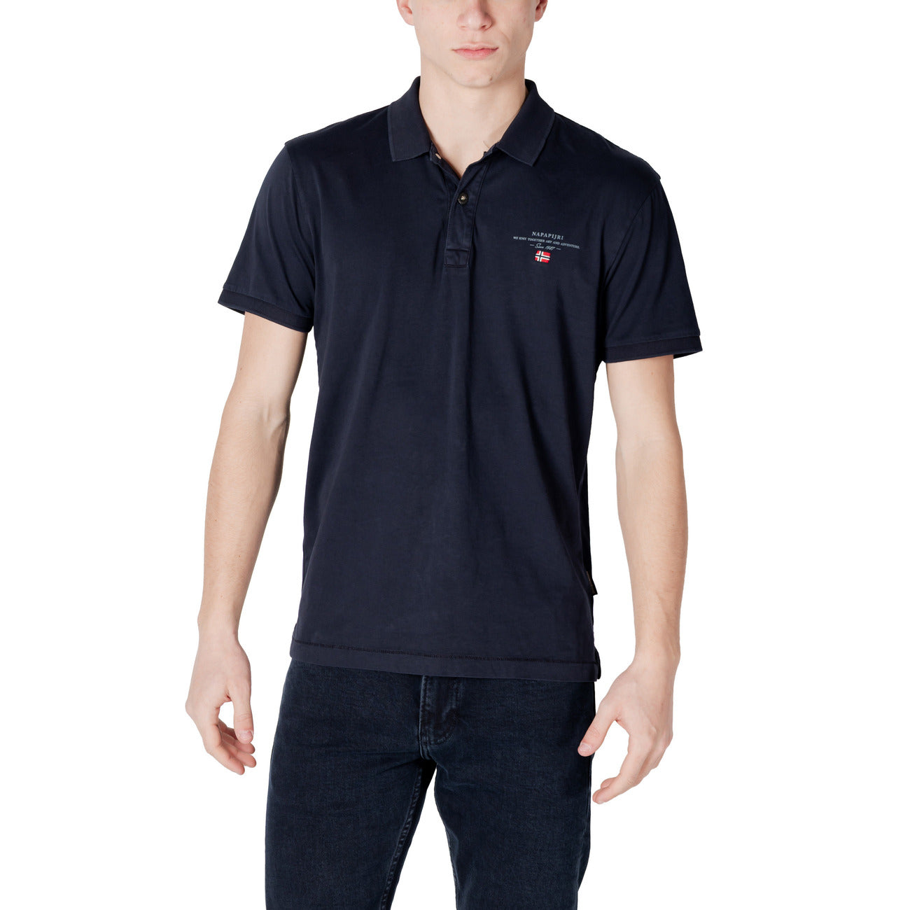 Polo Napapijri Homme – Jaune, Bleu et Blanc