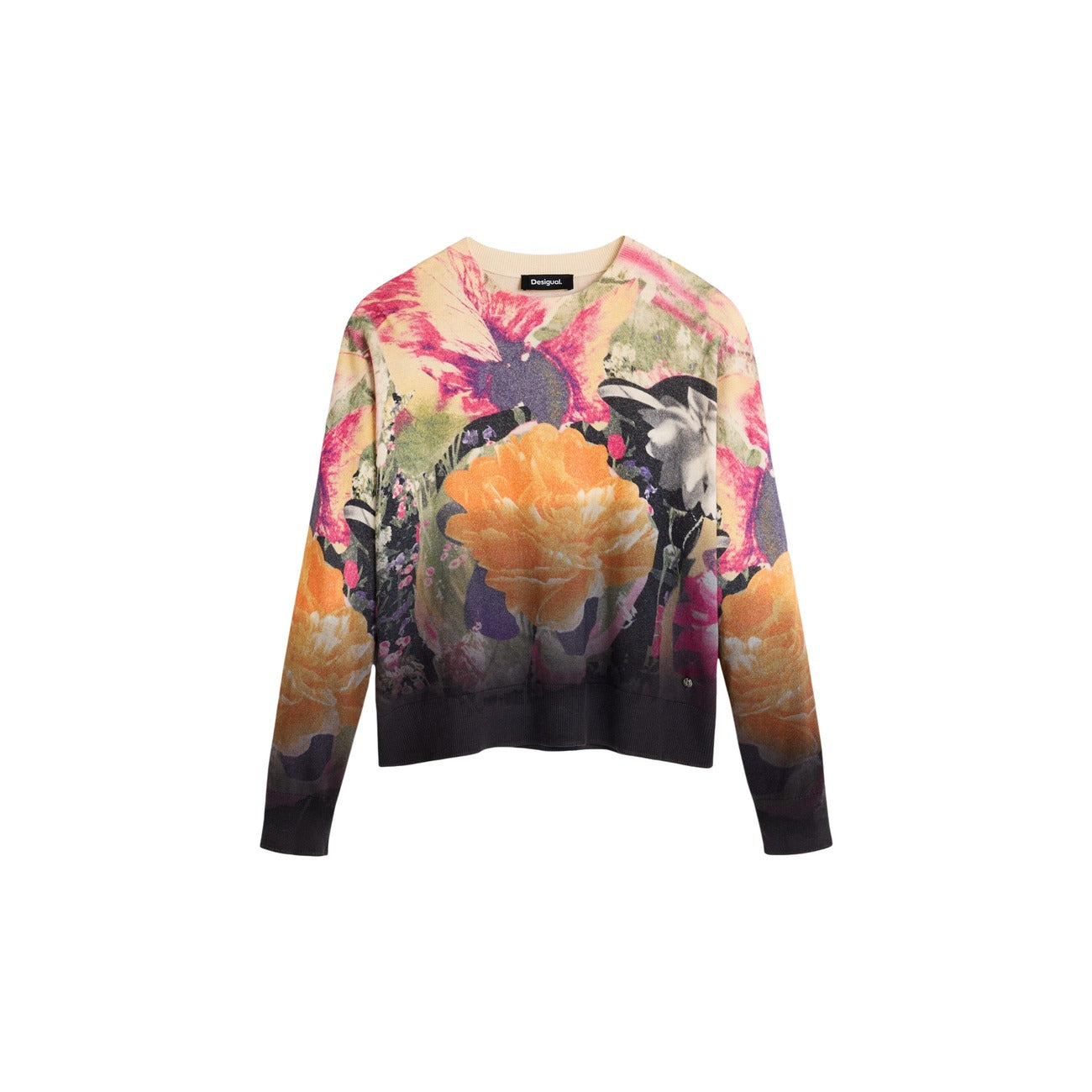 Pull femme Desigual floral avec cachemire – Noir