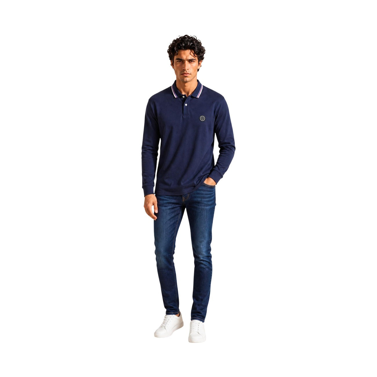 Polo Armani Exchange Homme Manches Longues – Bleu