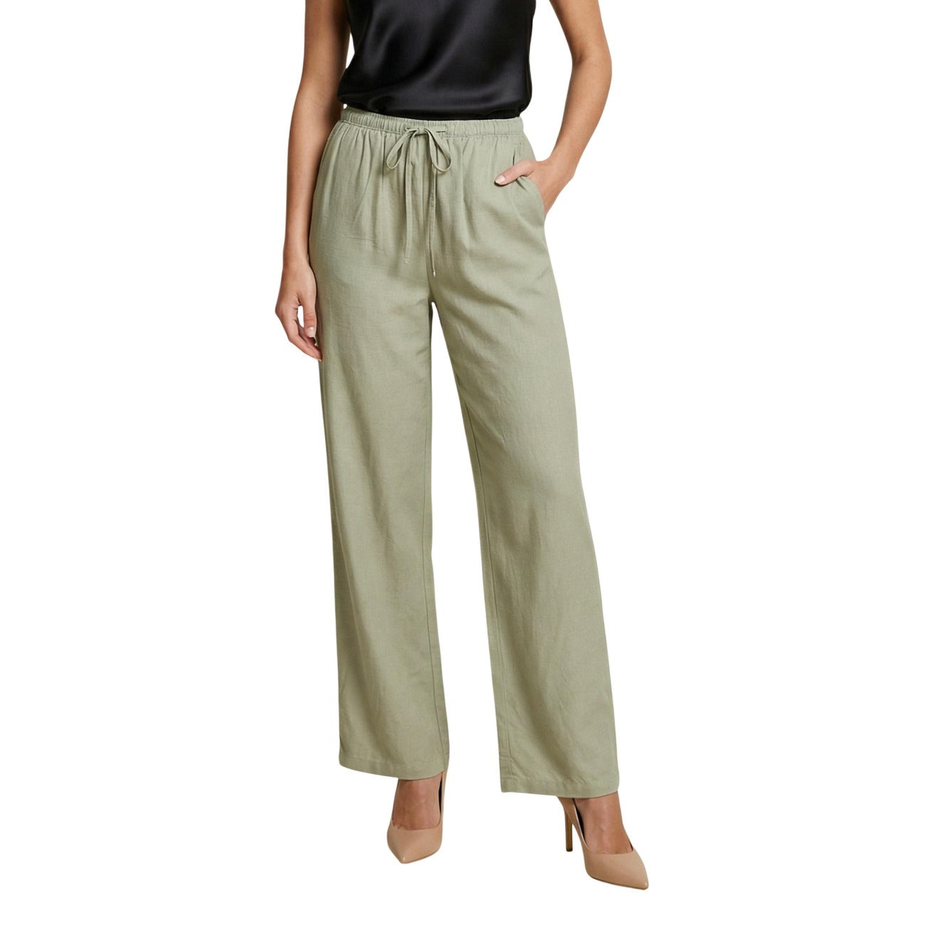 Pantalon femme Jacqueline De Yong en lin et viscose – Vert