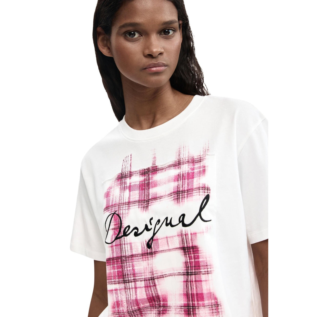 T-shirt Desigual Femme blanc imprimé