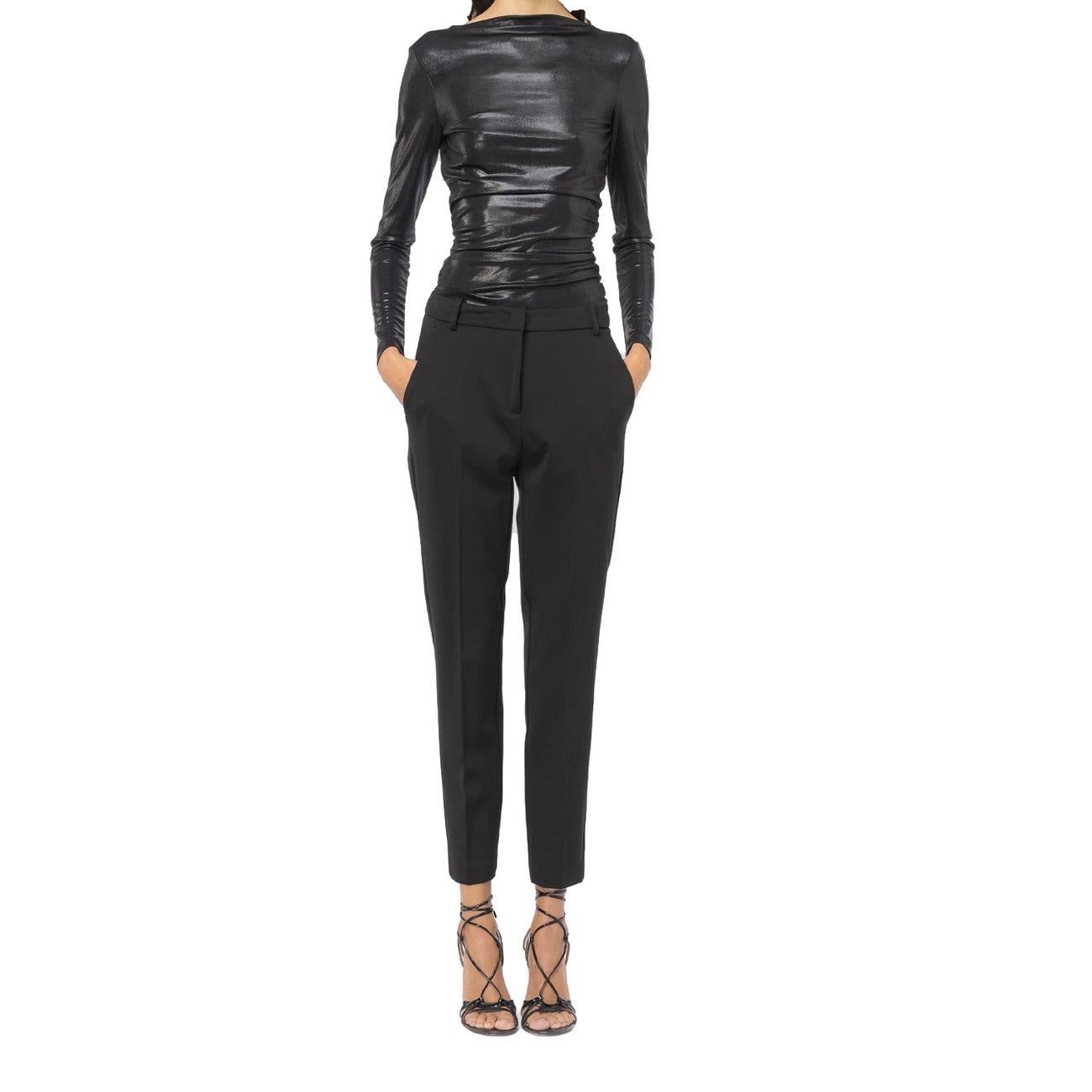 Pinko women's trousers in mixed viscose – Black