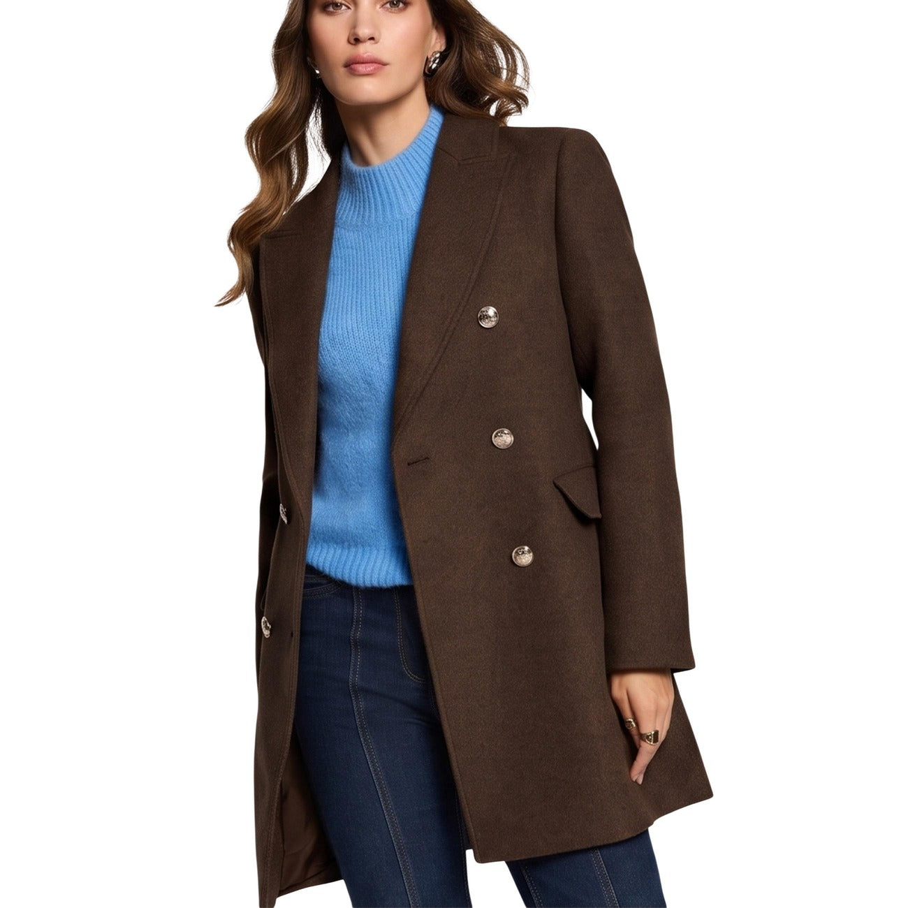 Manteau femme Morgan avec laine – Marron