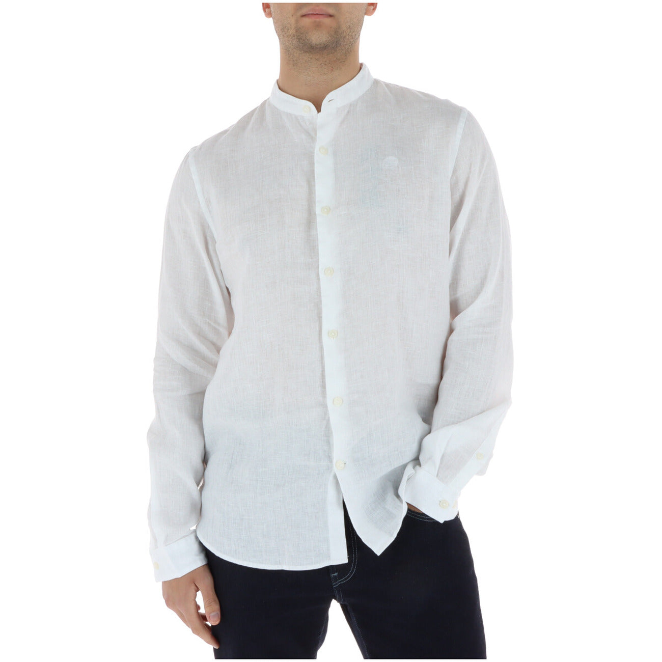 Chemise Timberland Homme en Lin – Beige, Bleu et Blanc