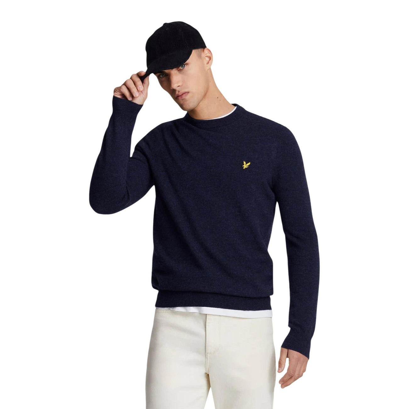 Pull Lyle & Scott Homme en Laine – Bleu/Noir