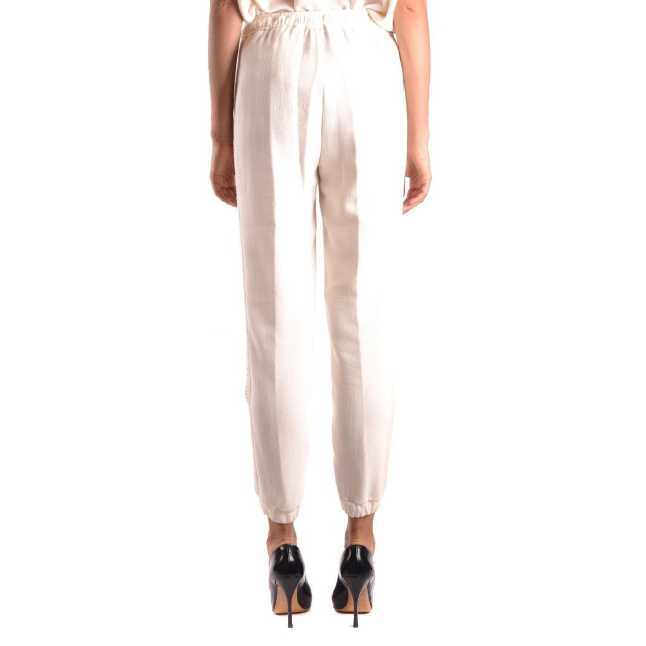 Pantalon femme blanc Ermanno en laine et viscose