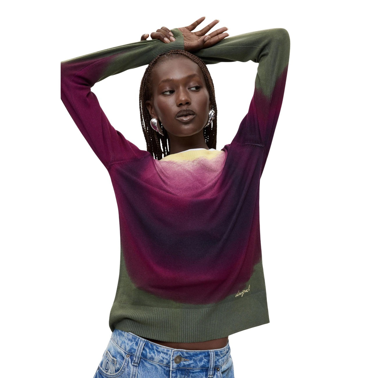 Pull femme Desigual imprimé en viscose – Violet