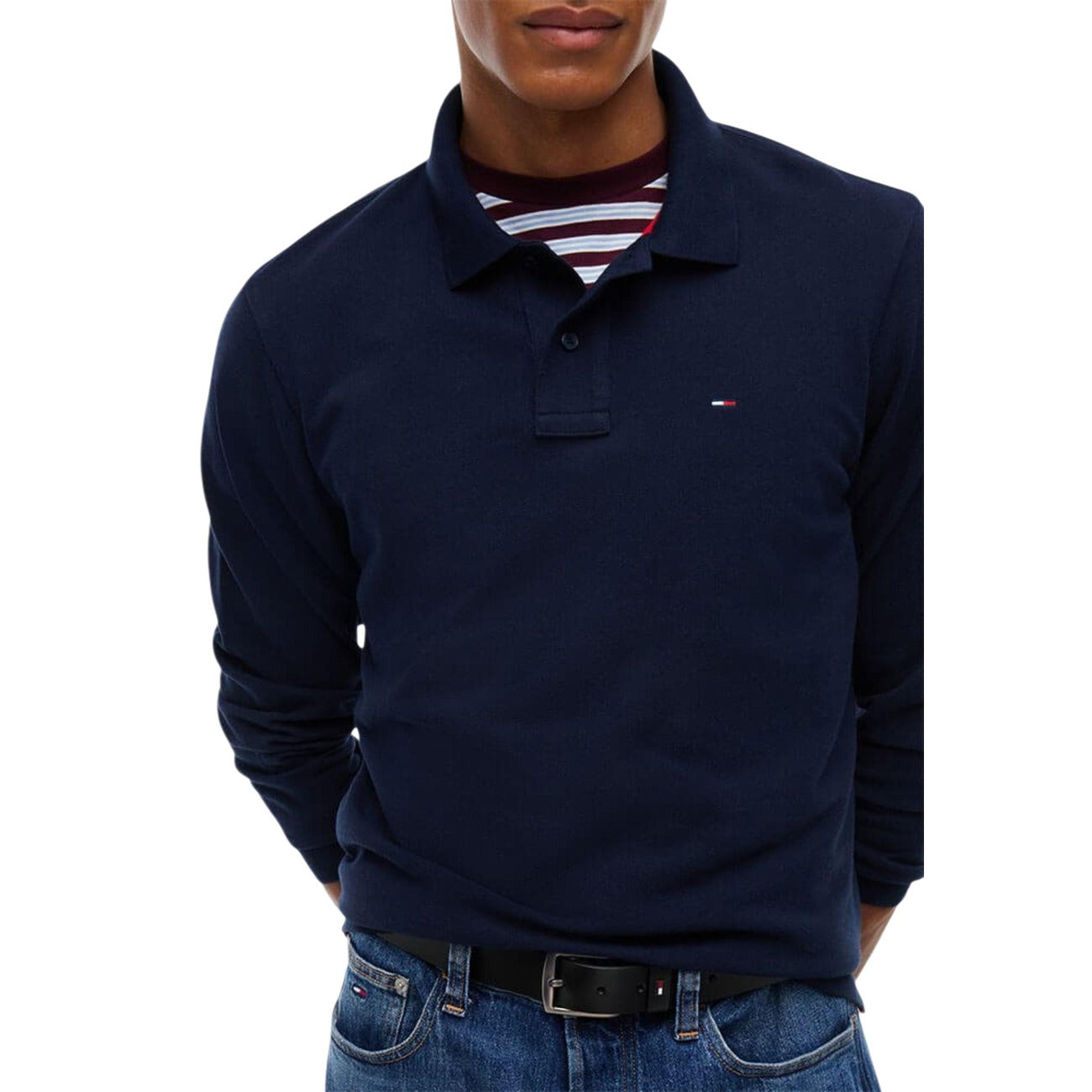 Polo Tommy Hilfiger Jeans Homme Manches Longues – Bleu