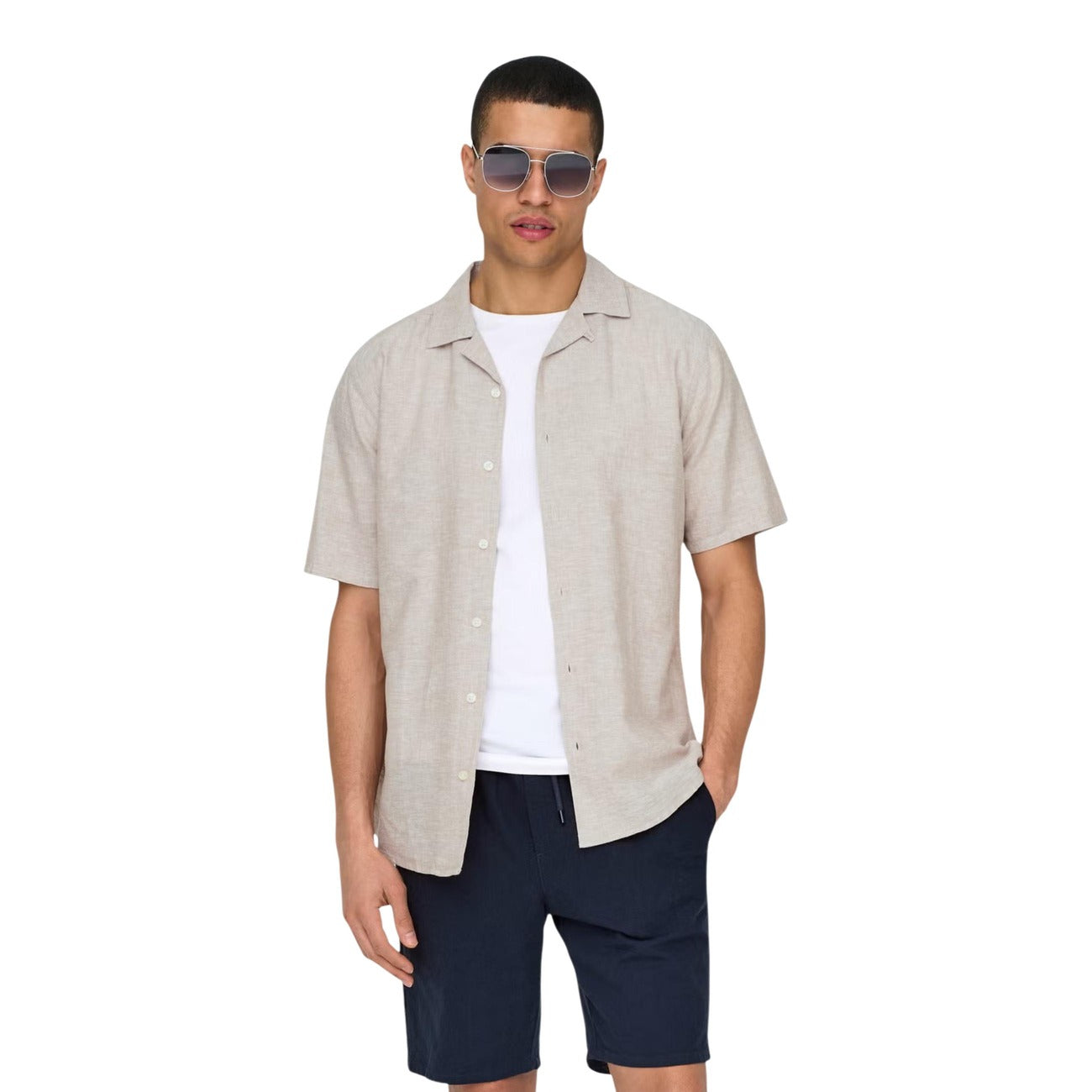 Chemise Only & Sons ONSCAIDEN Homme – Beige et Blanc