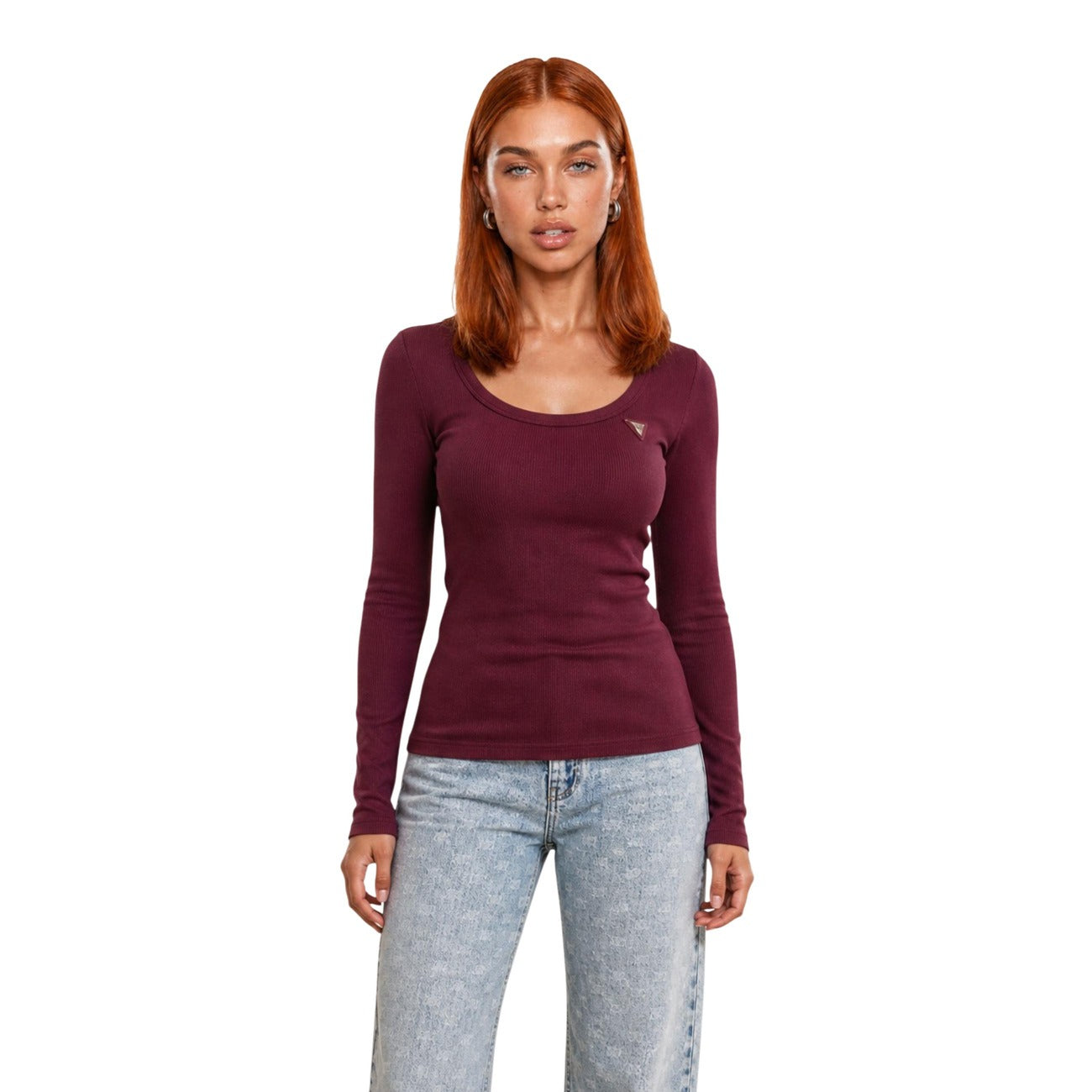 Women's white long-sleeved Guess T-shirt