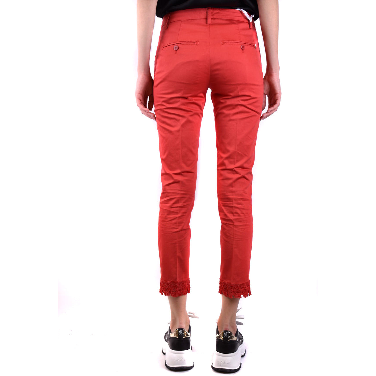 Women's Dondup blended cotton trousers – Red