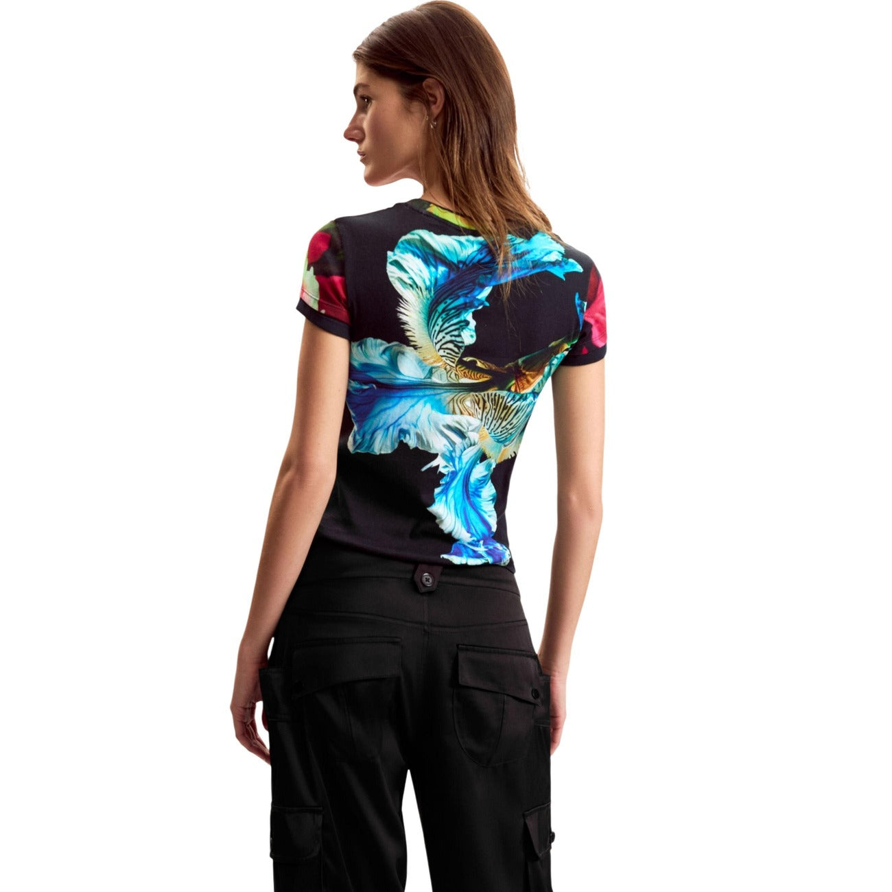 Desigual women's floral cotton t-shirt – Blue