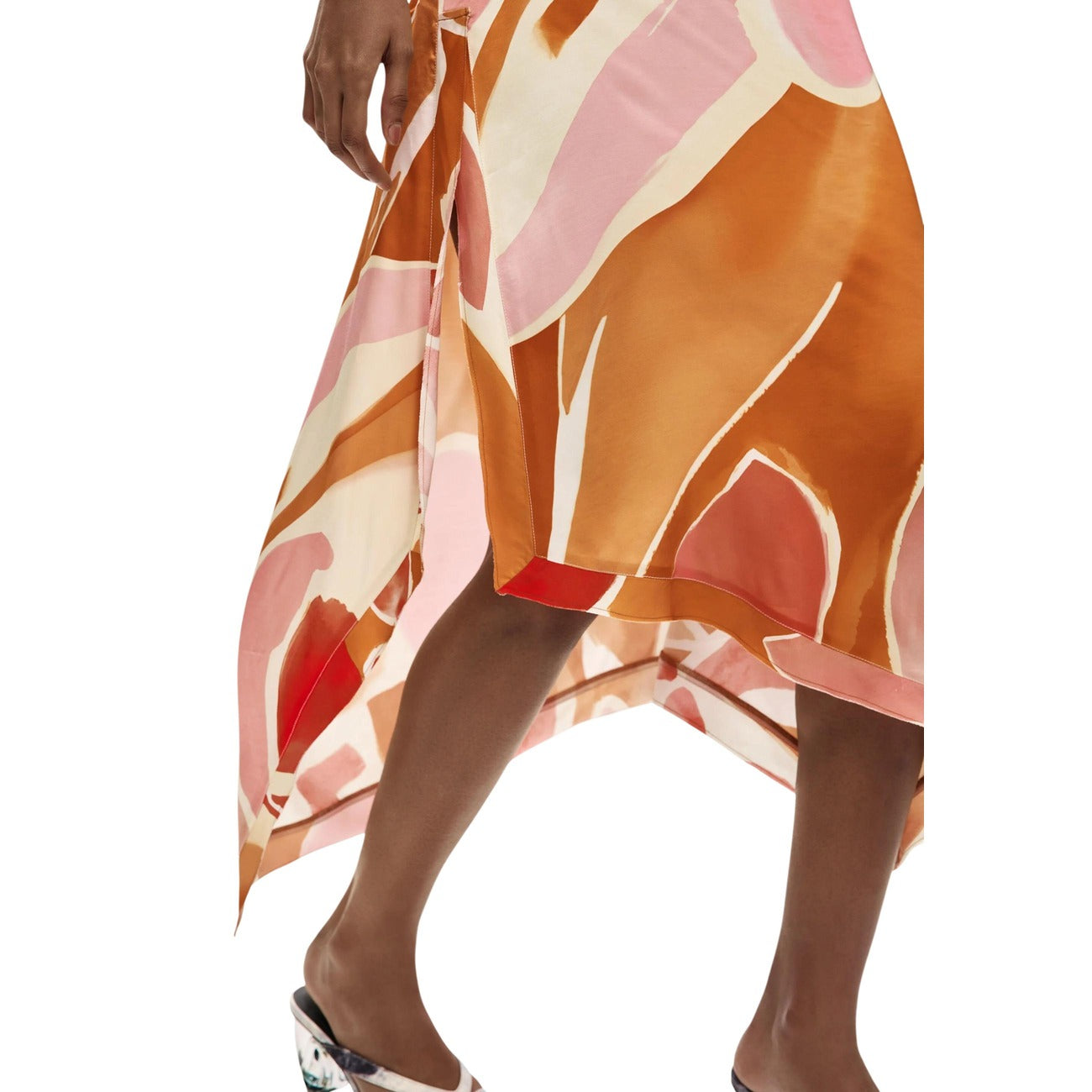 Jupe Desigual Femme – Orange à Motif Coloré