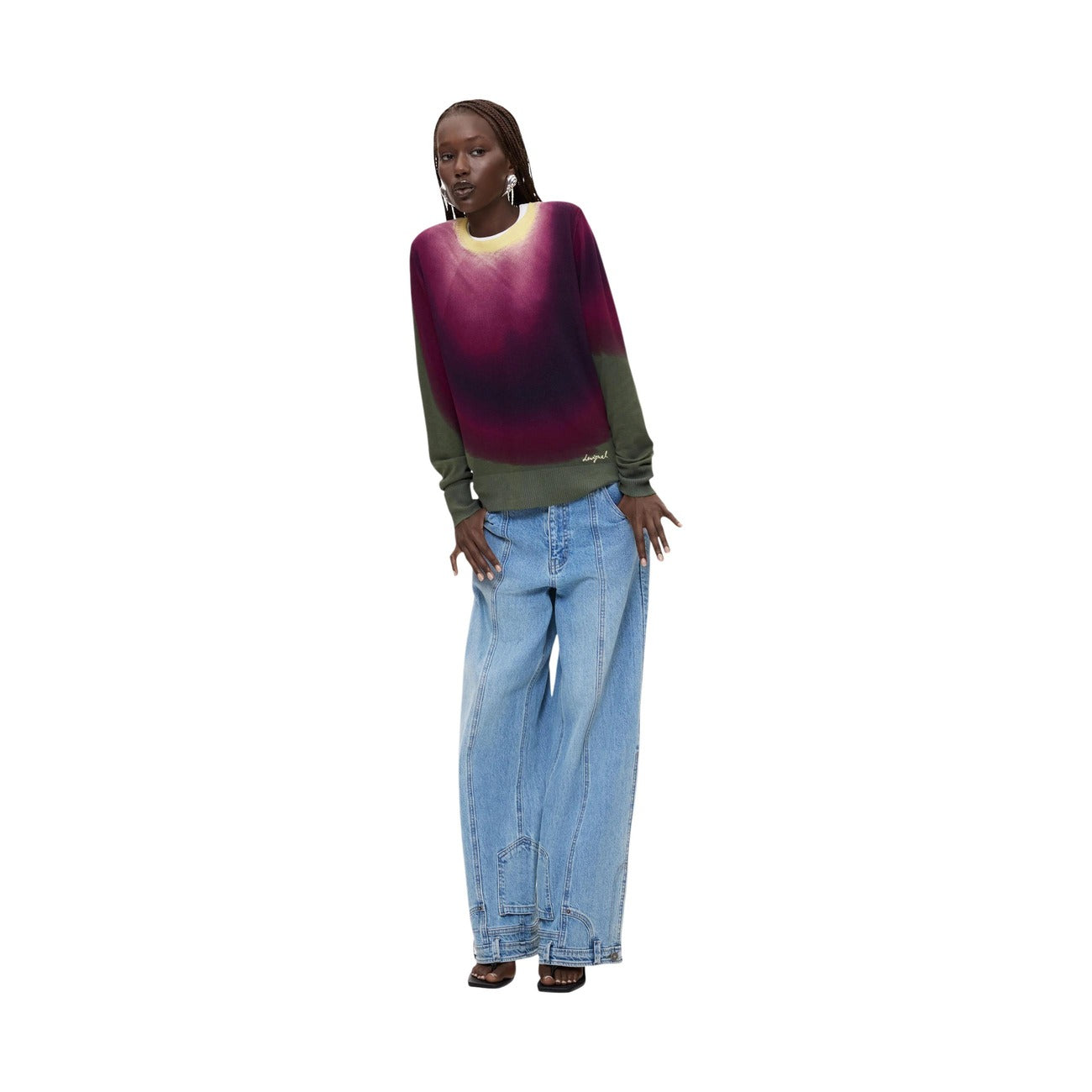 Pull femme Desigual imprimé en viscose – Violet