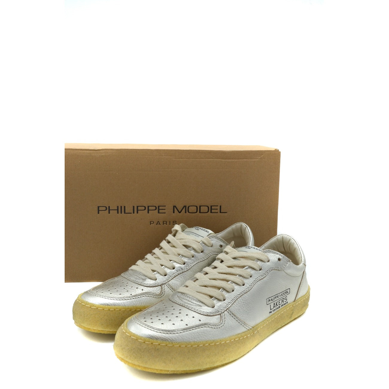 Women's Philippe Model Leather Sneakers – Silver