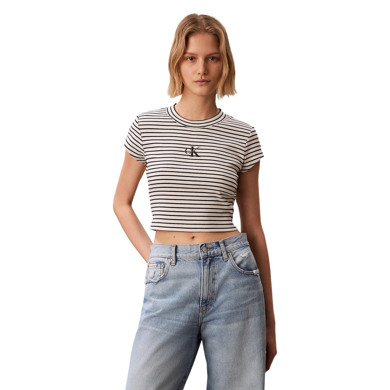 Calvin Klein Jeans Striped Women's Top – Black