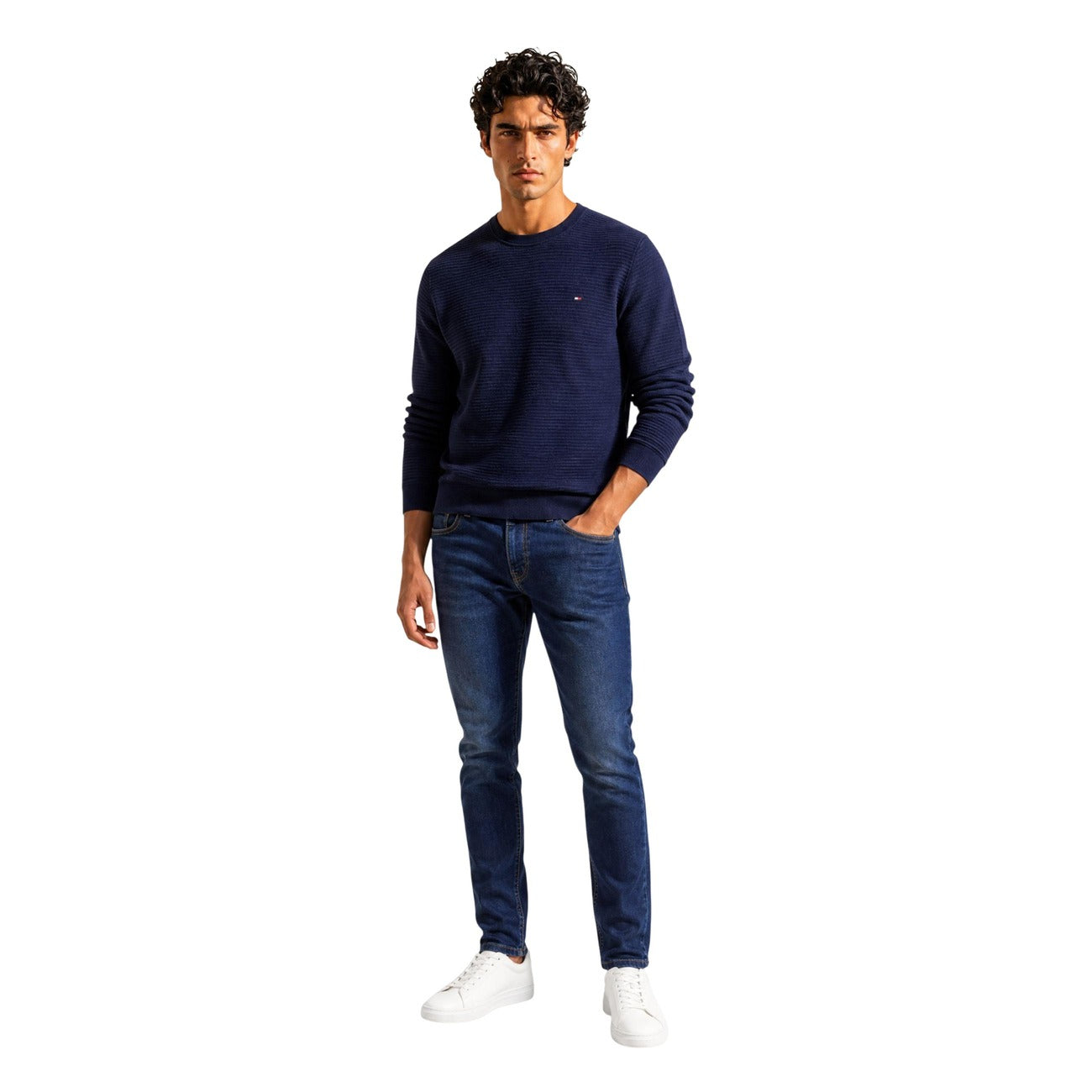 Men's blue cotton cashmere Tommy Hilfiger sweater