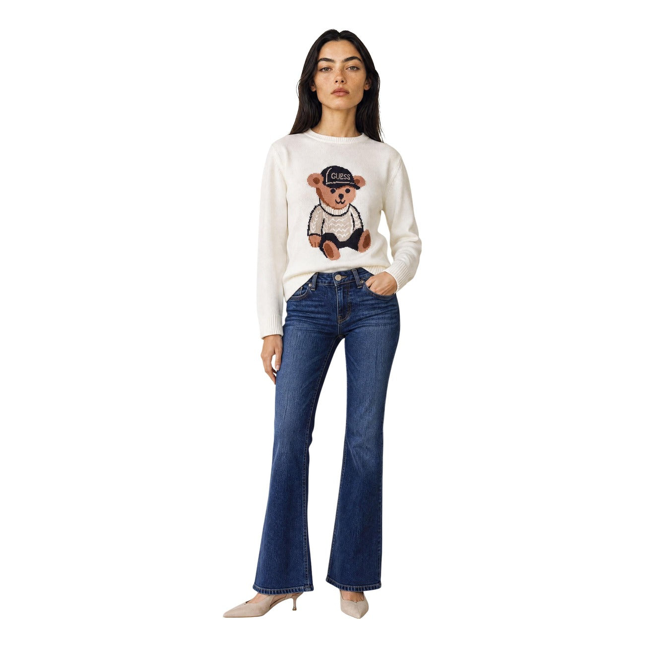 Pantalon Guess Femme BEVERLY LOW RISE Bleu