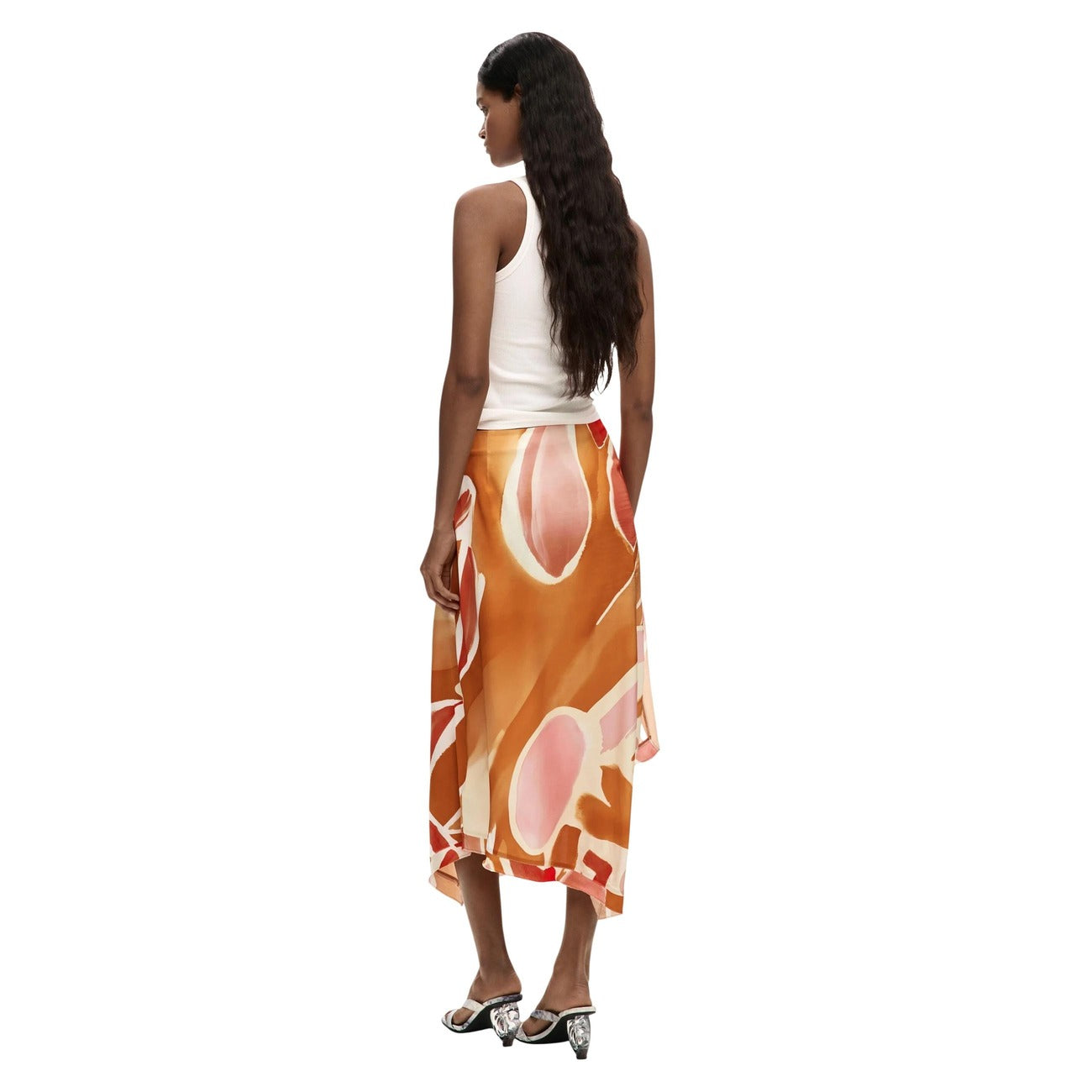 Jupe Desigual Femme – Orange à Motif Coloré
