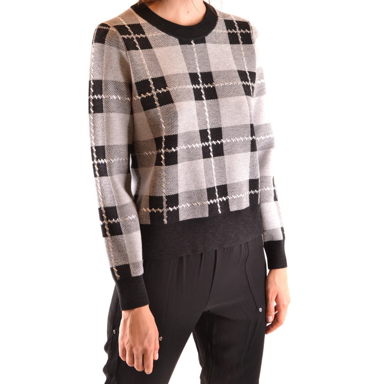 Pull femme Michael Kors à carreaux – Gris