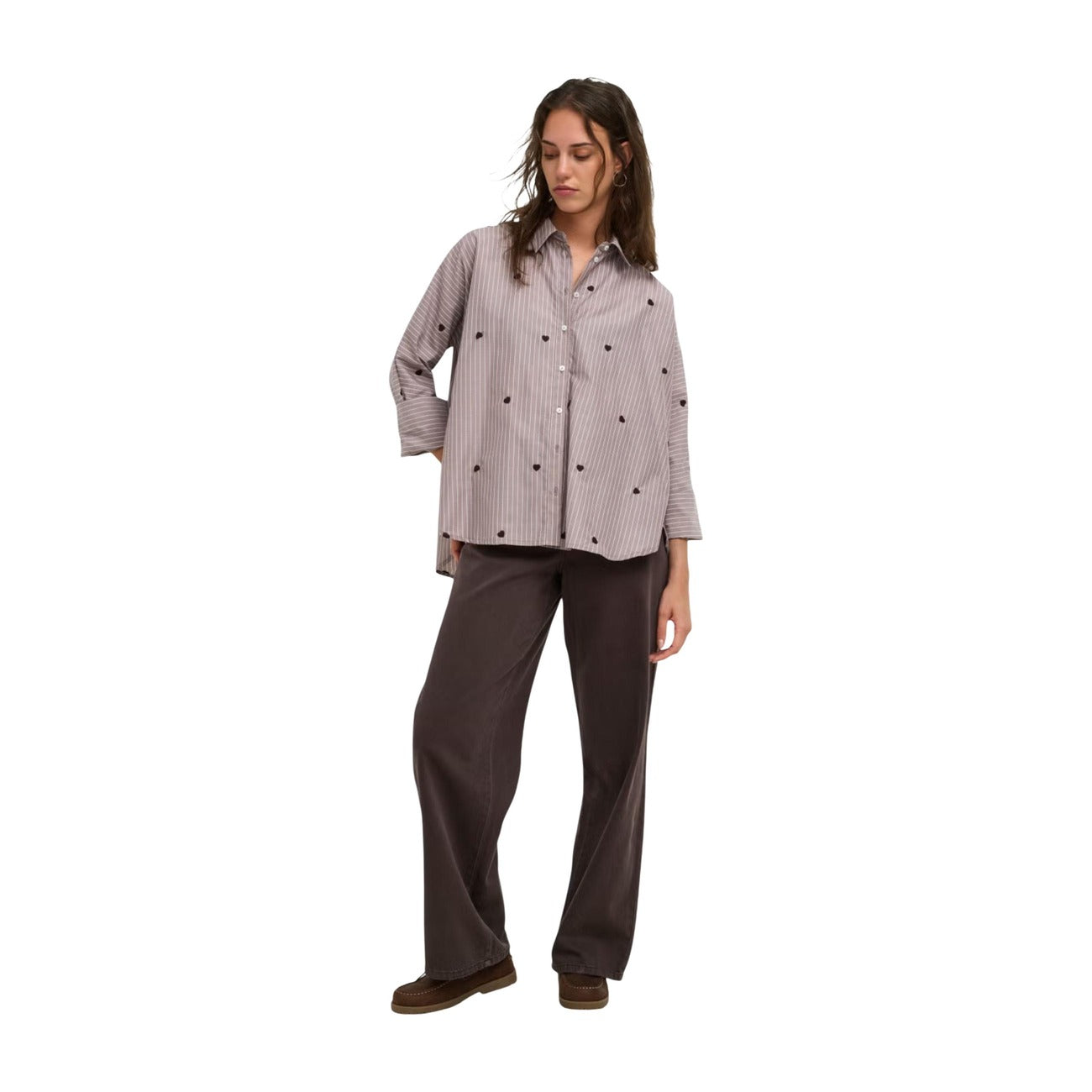 Chemise Only Femme Rayée – Marron