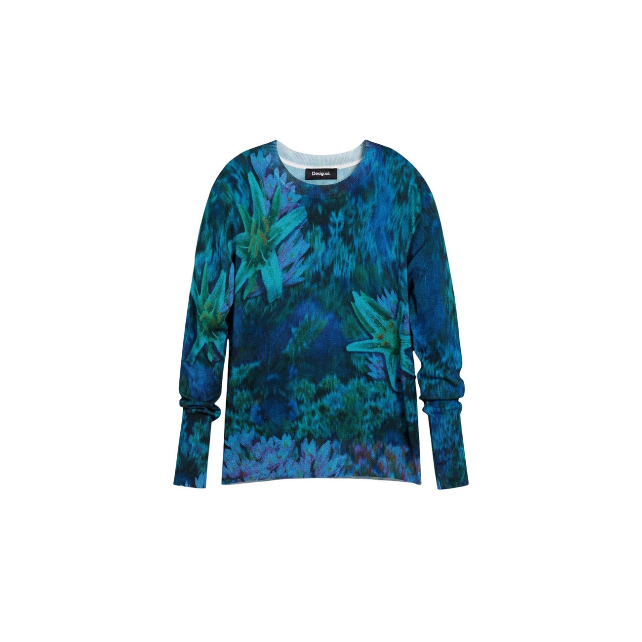 Pull femme Desigual floral en viscose – Bleu