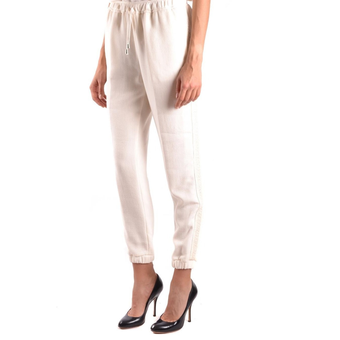 Pantalon femme blanc Ermanno en laine et viscose