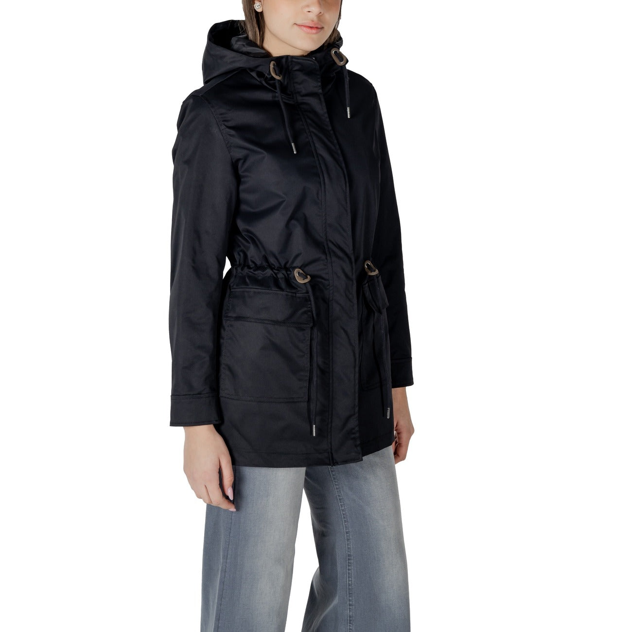 Veste femme Only zippée à boutons-pression – Noir