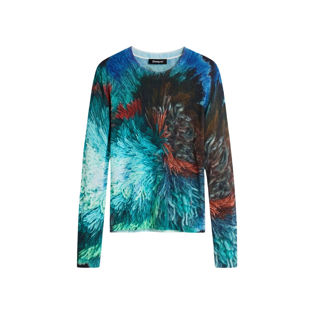 Women's printed viscose and linen Desigual sweater – Blue