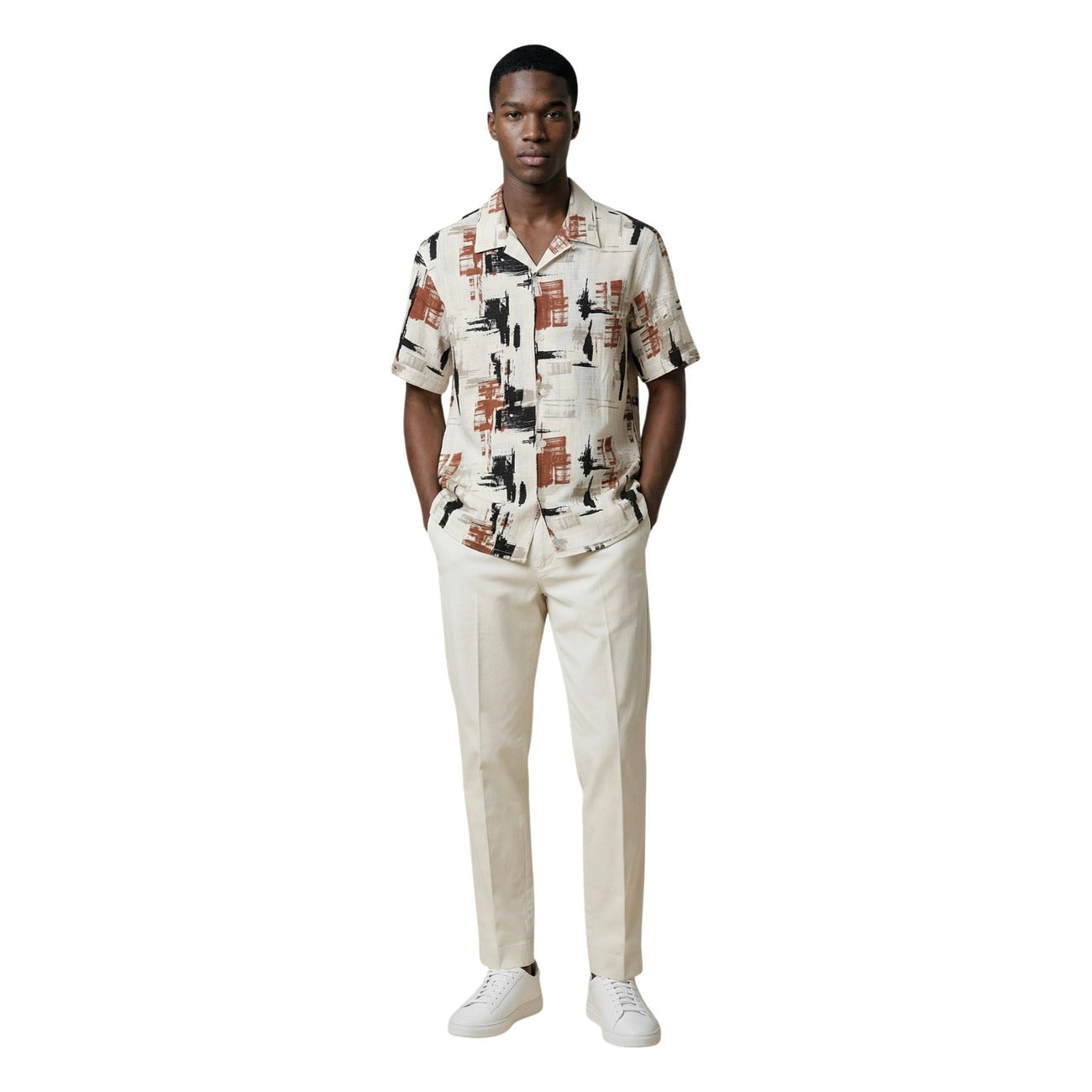 Antony Morato Men's Linen and Viscose Shirt – White