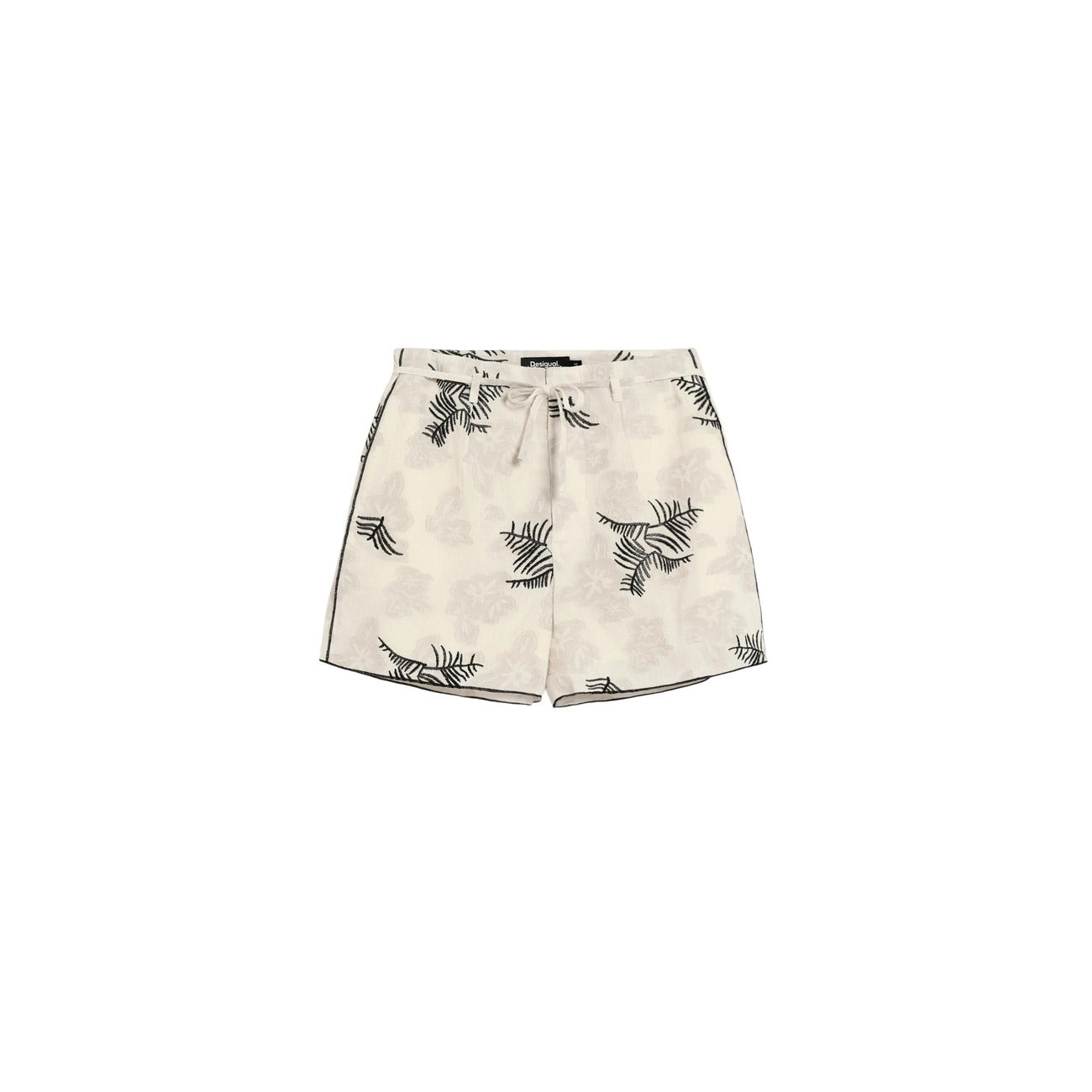 Women's Desigual cotton and linen printed shorts – Beige