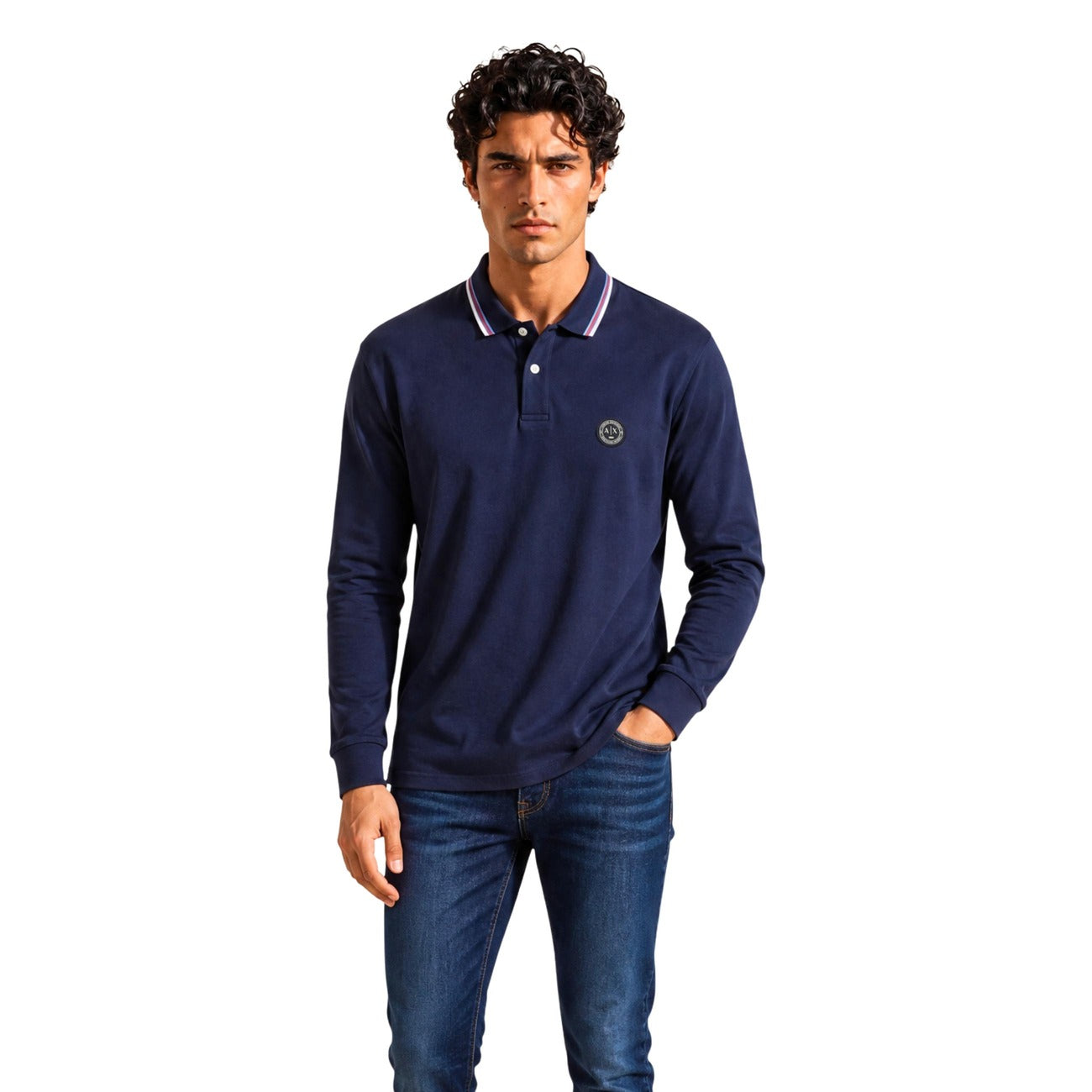 Polo Armani Exchange Homme Manches Longues – Bleu