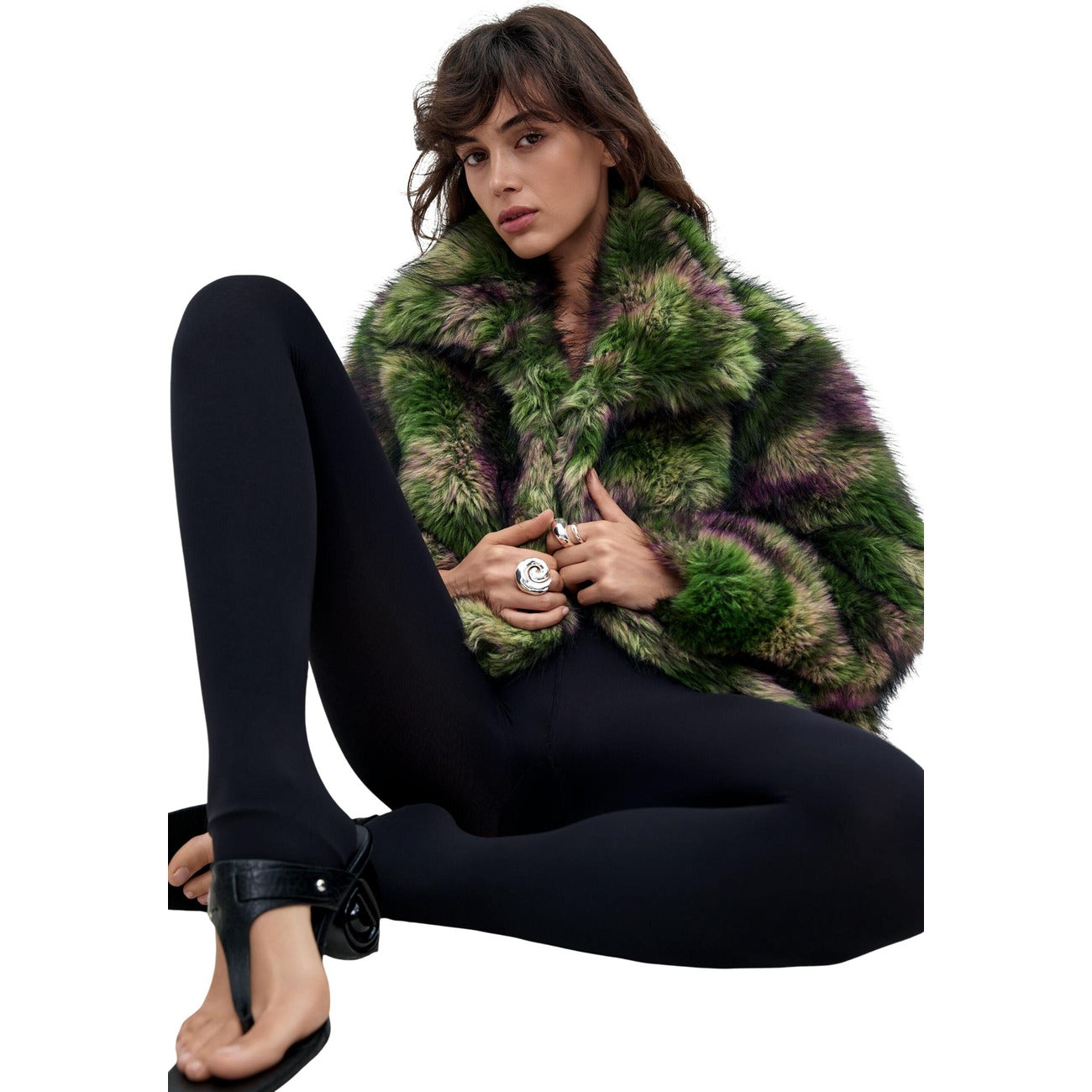 Manteau effet fourrure femme Desigual – Vert