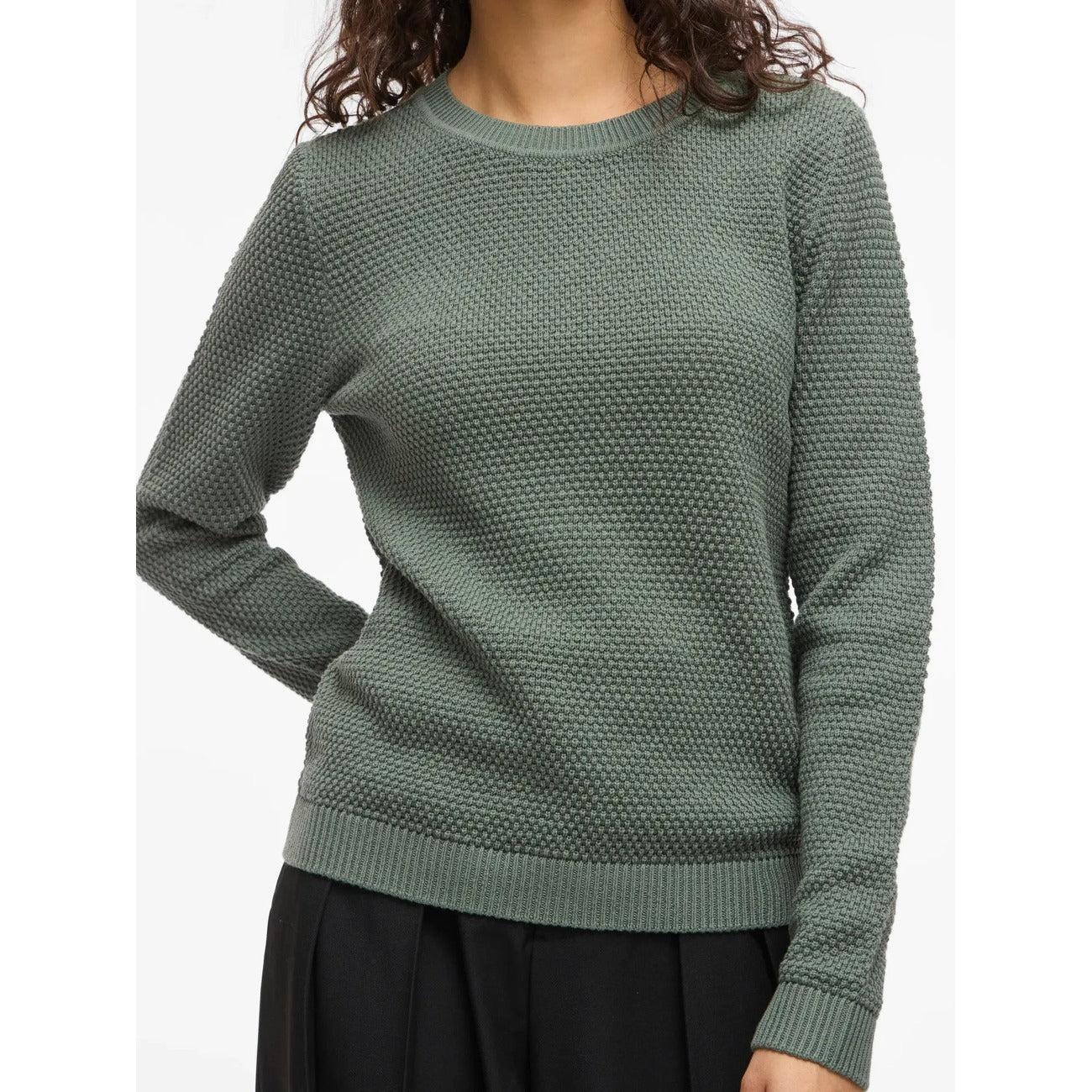 Pull Vila Clothes Femme en Coton – Vert/Noir